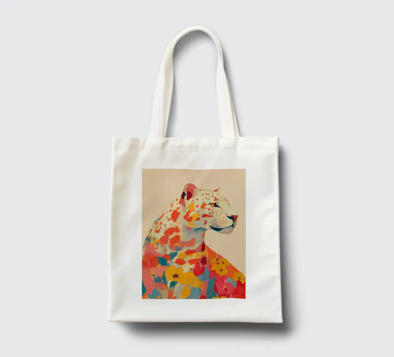 Leopard in Bloom borsa in juta da Luca