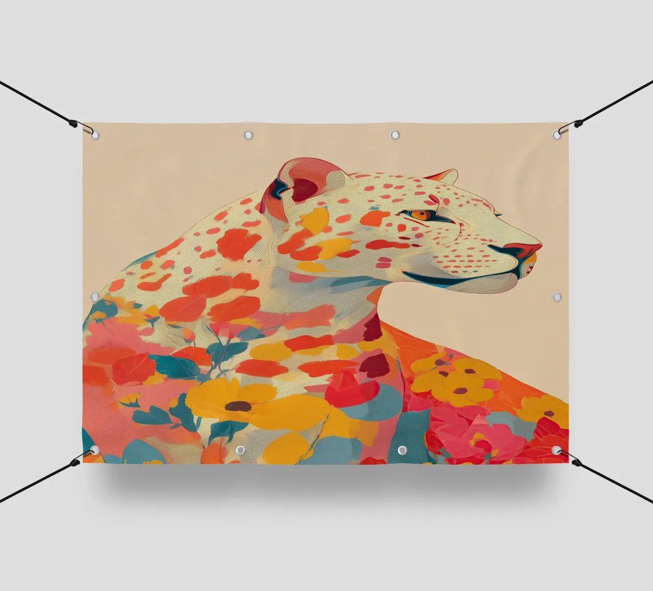 Leopard in Bloom telo in pvc da Luca