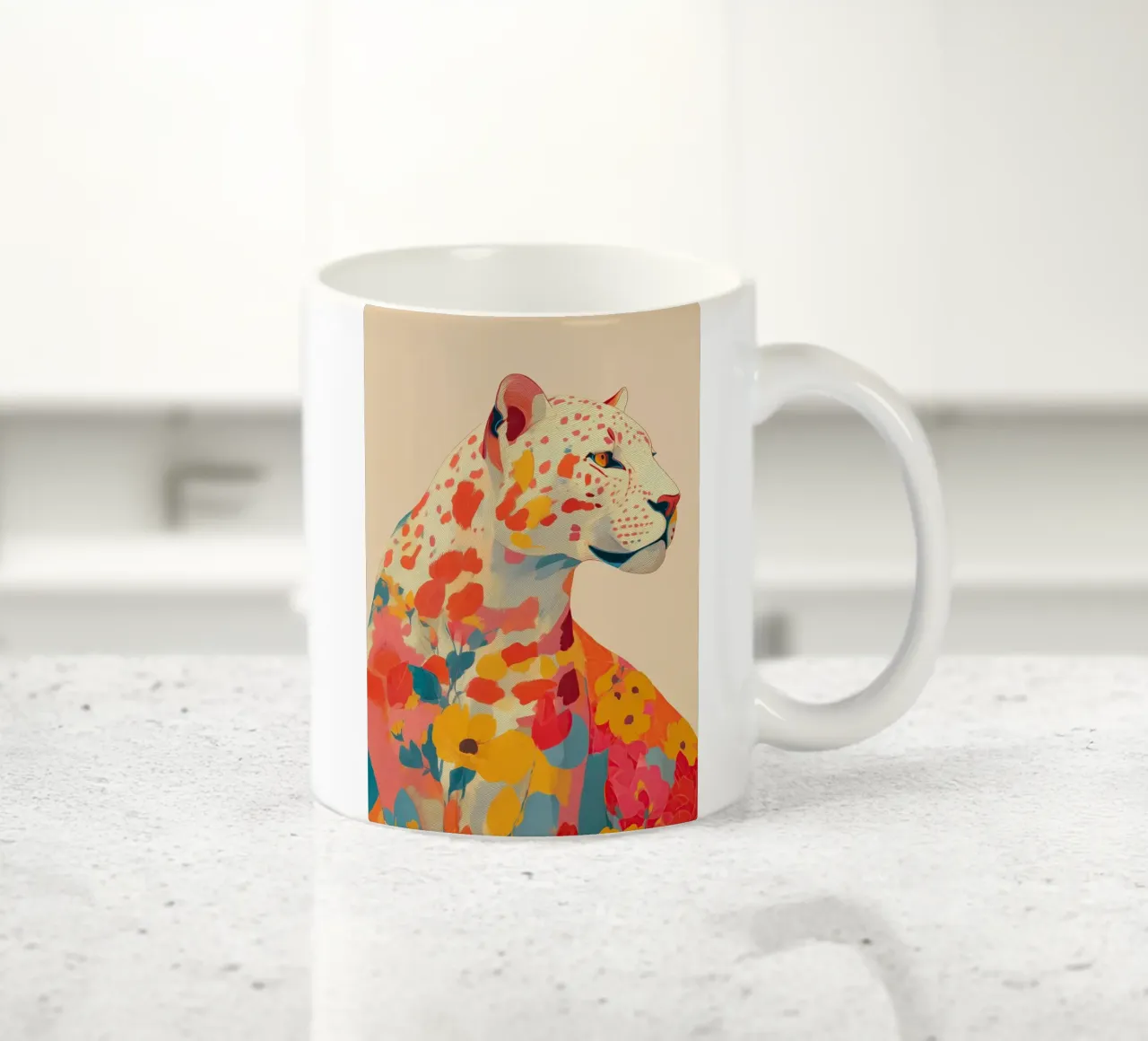 Leopard in Bloom keramische mok van Luca