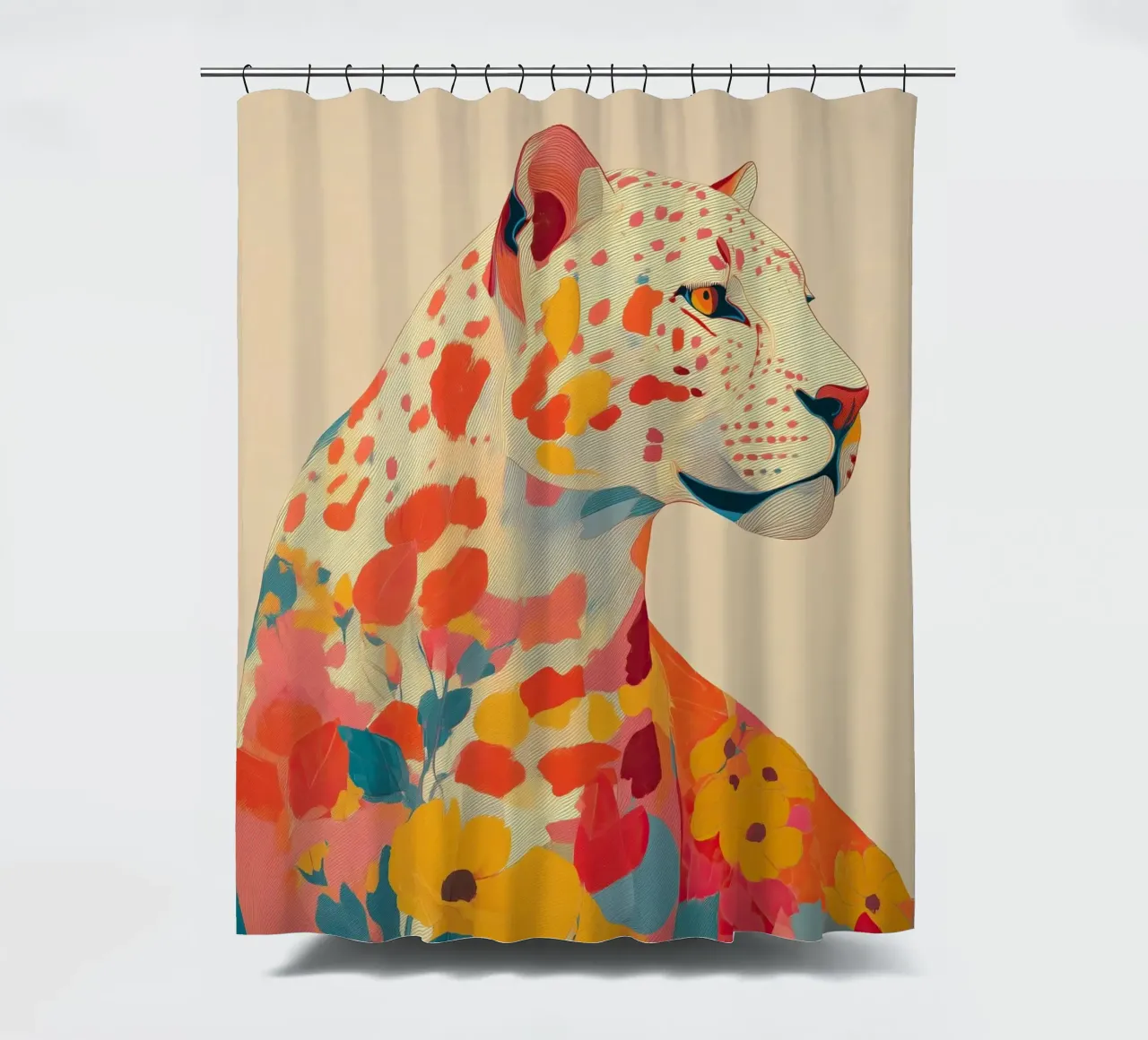 Leopard in Bloom Duschvorhang von Luca