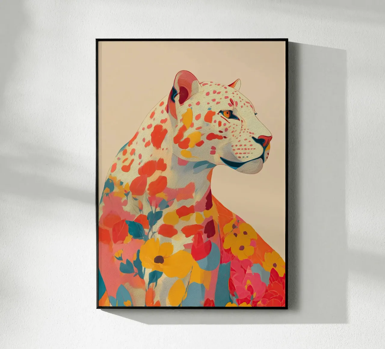 Leopard in Bloom acryl van Luca