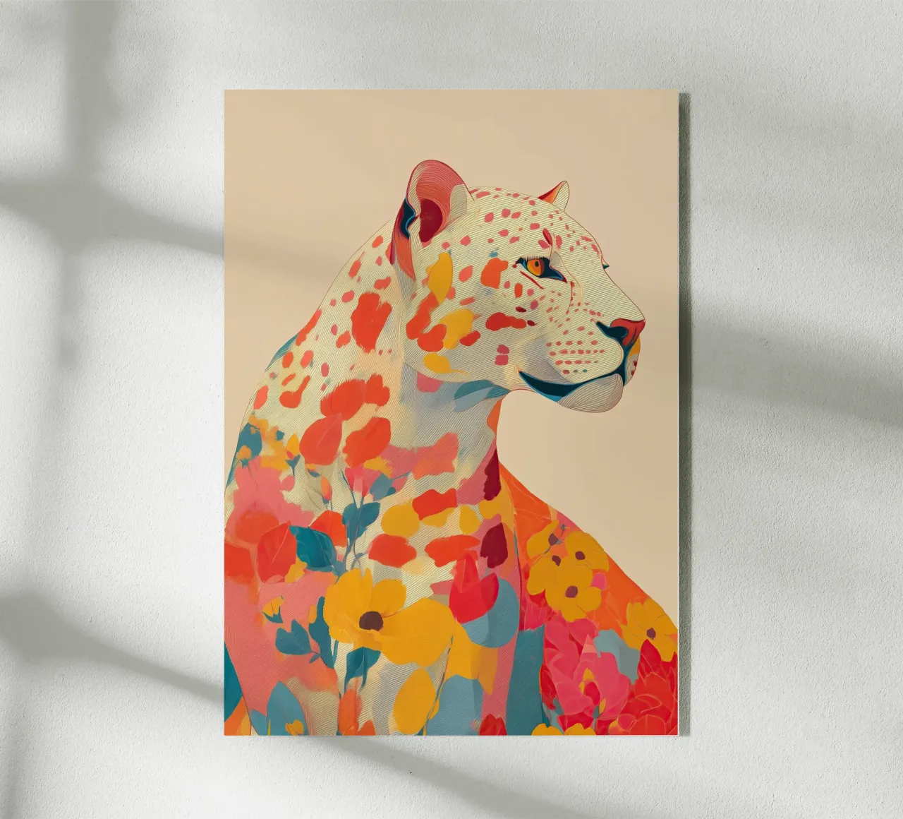 Leopard in Bloom acryl van Luca