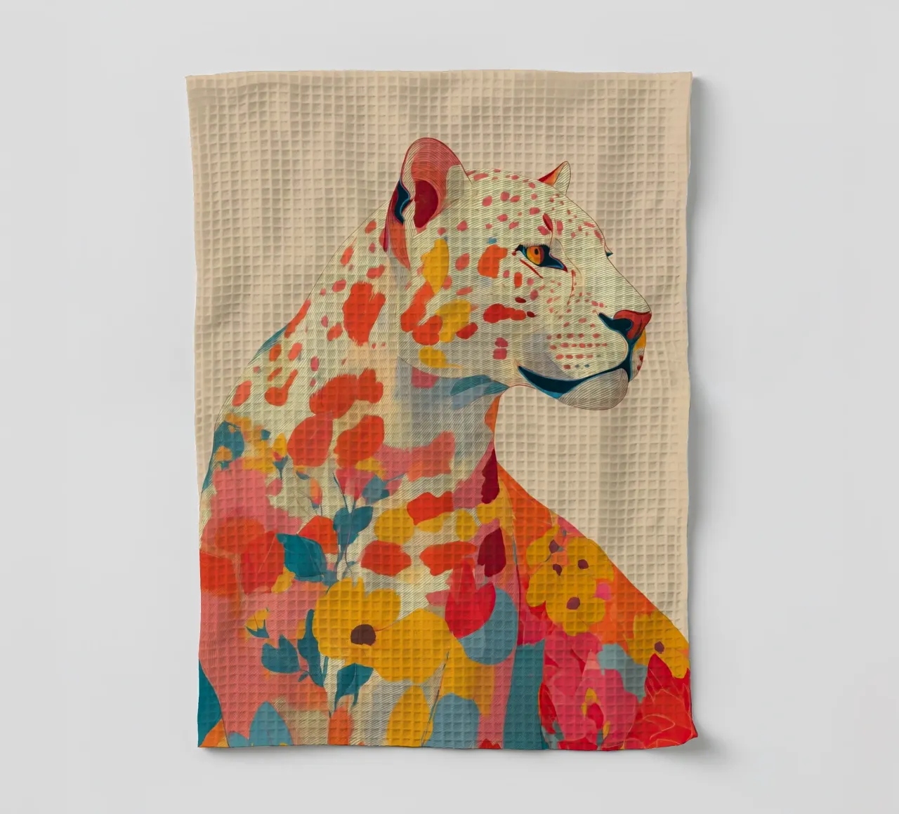 Leopard in Bloom Geschirrtuch von Luca