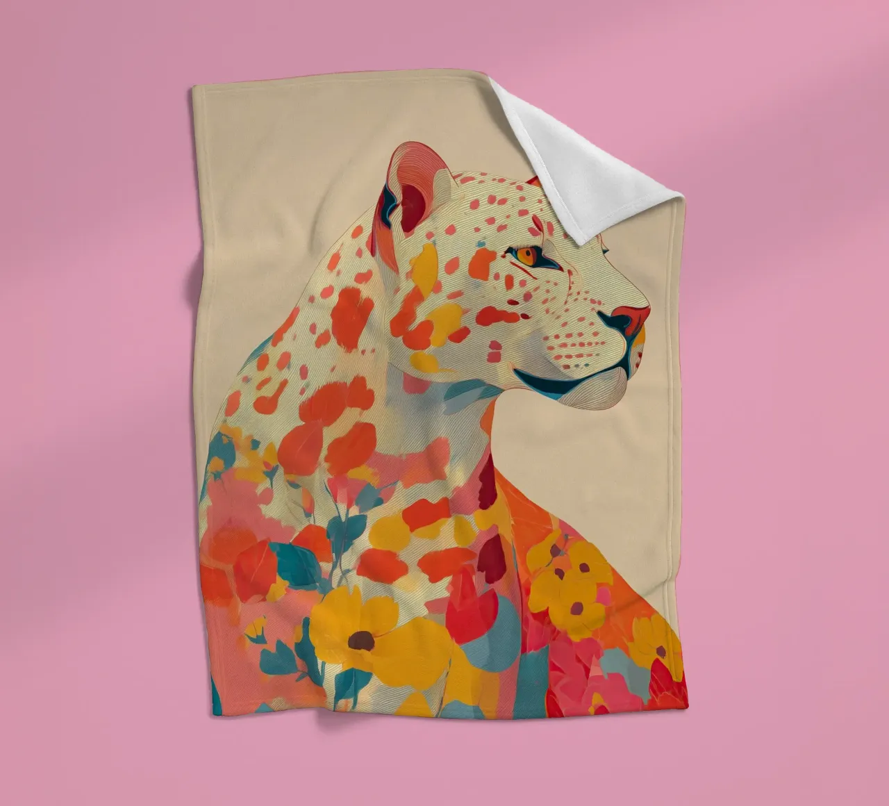 Leopard in Bloom Fleecedecke von Luca