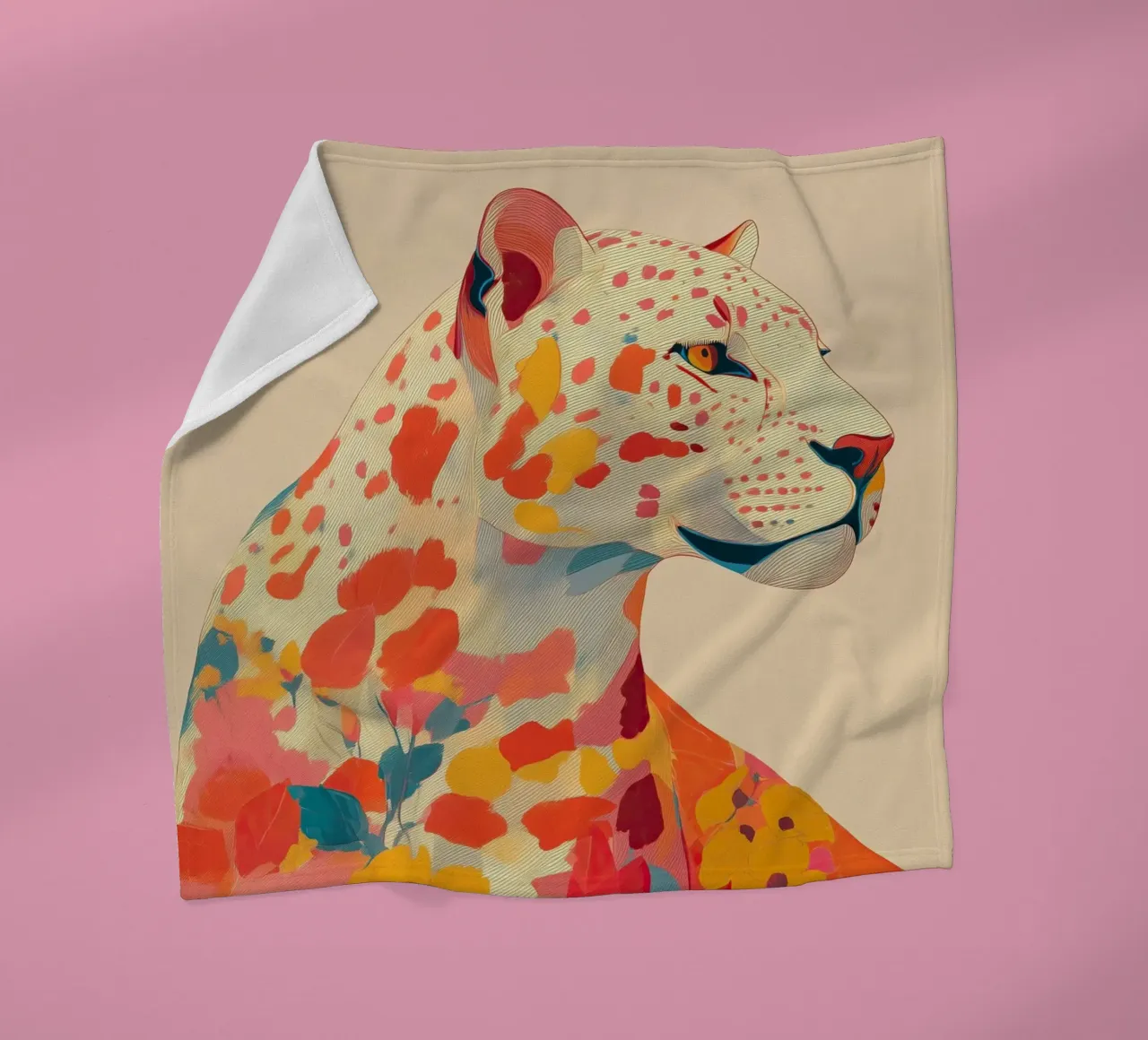 Leopard in Bloom Fleecedecke von Luca
