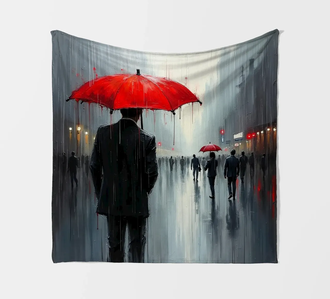 Walk in the rain_ombrello rosso_1 coperta in pile da Fantasie & Mystikwelten by LK