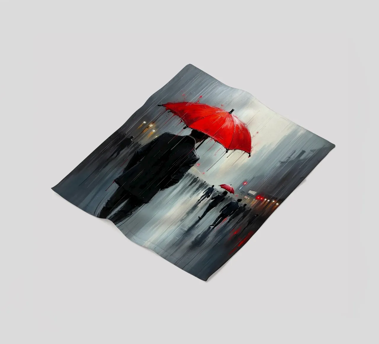 Walk in the rain_ombrello rosso_1 coperta in pile da Fantasie & Mystikwelten by LK