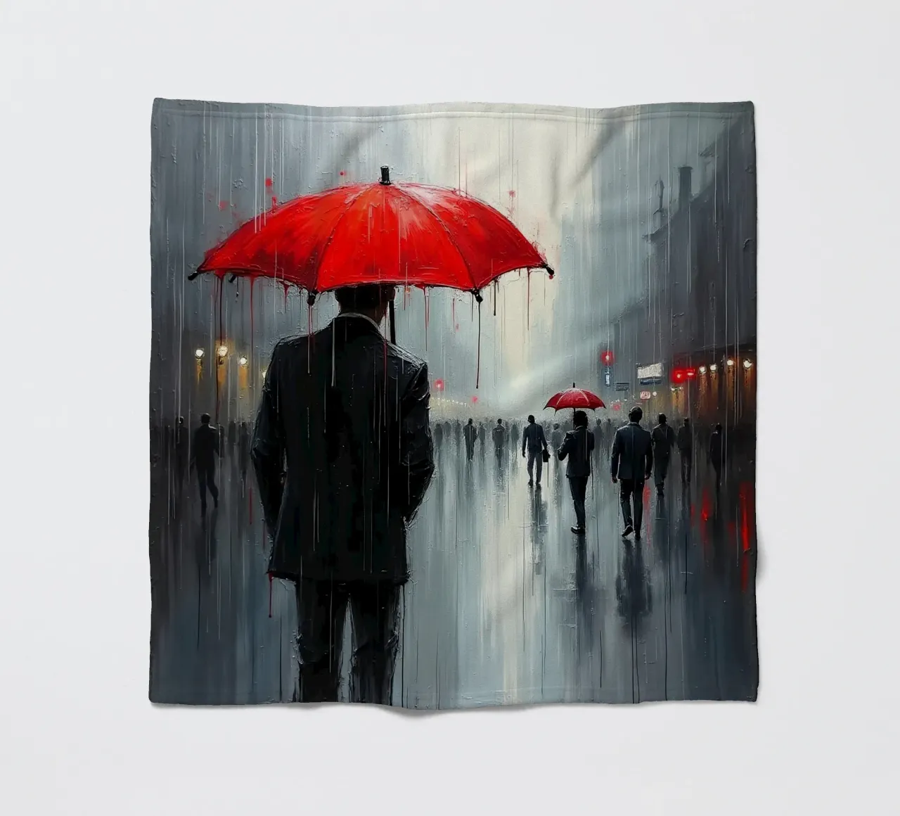 Walk in the rain_ombrello rosso_1 coperta in pile da Fantasie & Mystikwelten by LK