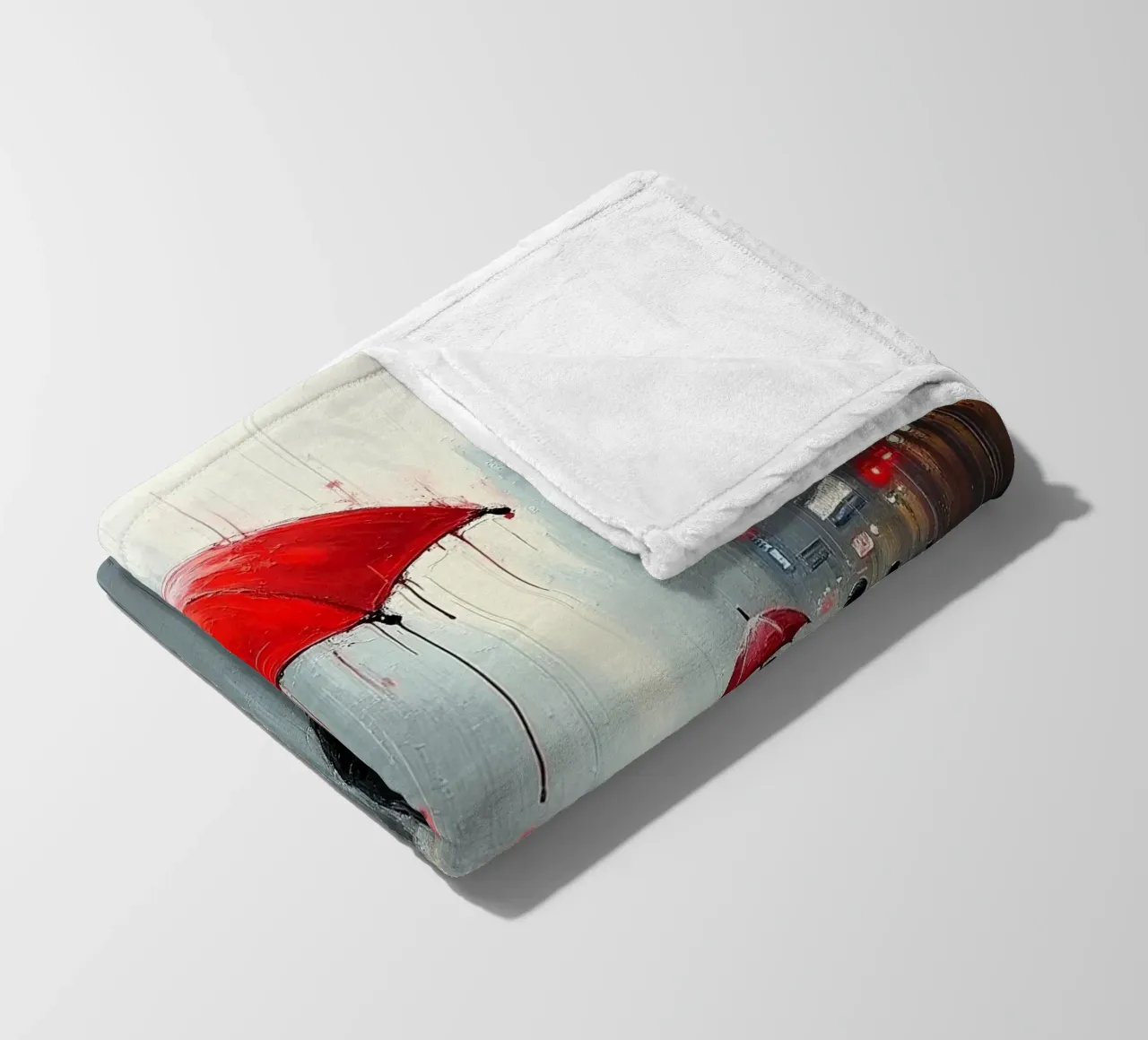 Walk in the rain_ombrello rosso_1 coperta in pile da Fantasie & Mystikwelten by LK