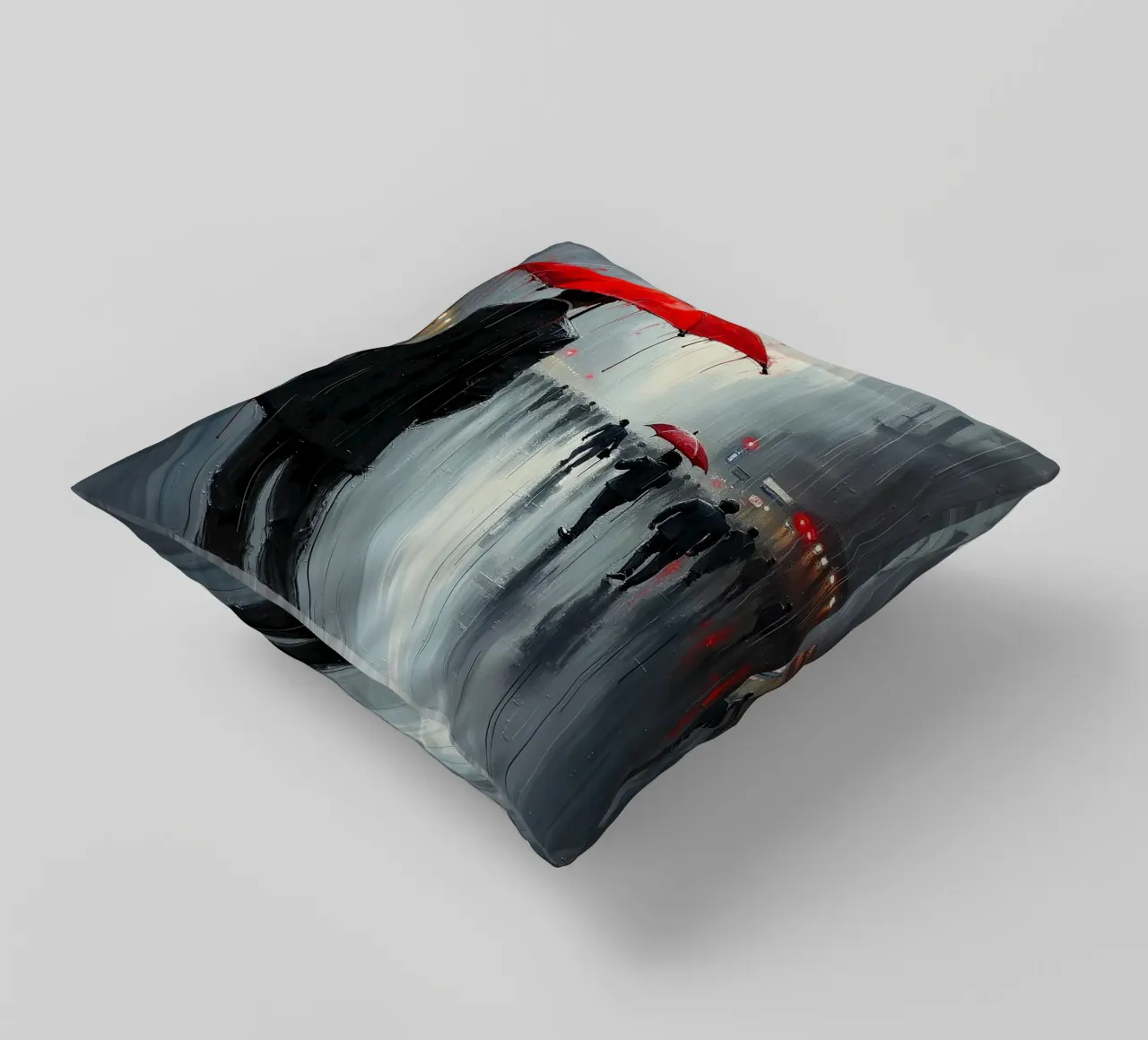 Walk in the rain_ombrello rosso_1 cuscino da Fantasie & Mystikwelten by LK