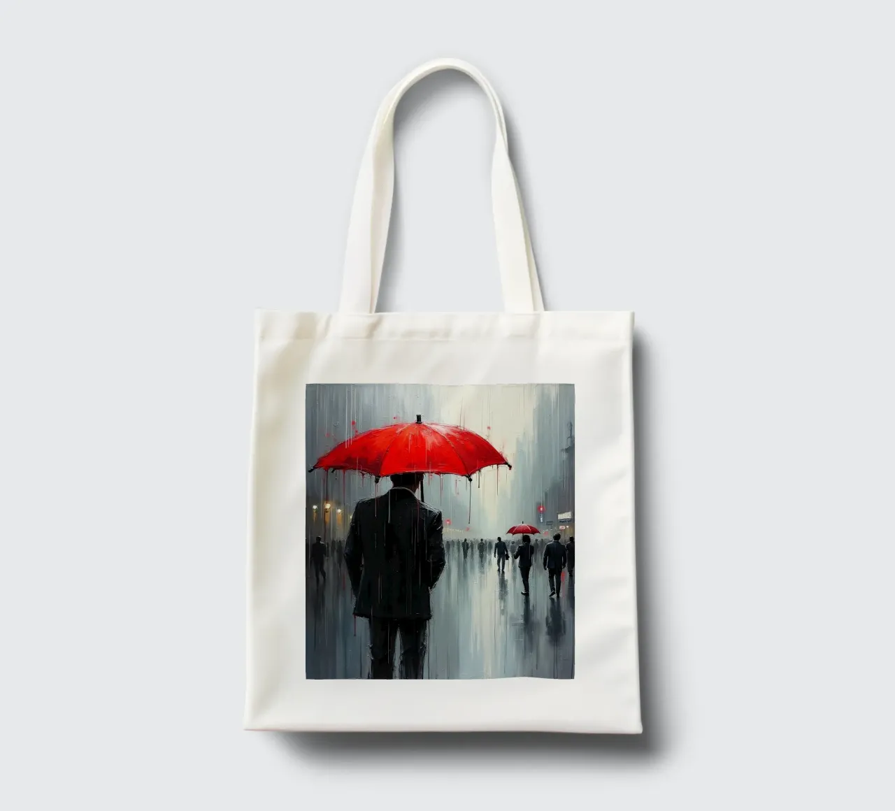 Walk in the rain_ombrello rosso_1 borsa in juta da Fantasie & Mystikwelten by LK