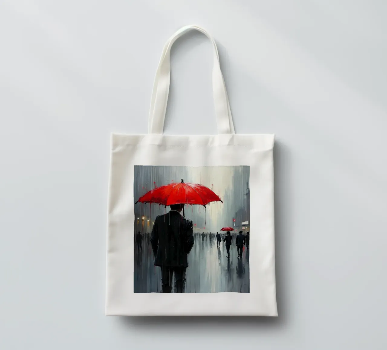 Walk in the rain_ombrello rosso_1 borsa in juta da Fantasie & Mystikwelten by LK