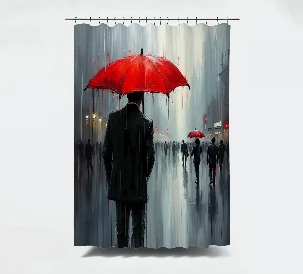 Walk in the rain_ombrello rosso_1 tenda da doccia da Fantasie & Mystikwelten by LK