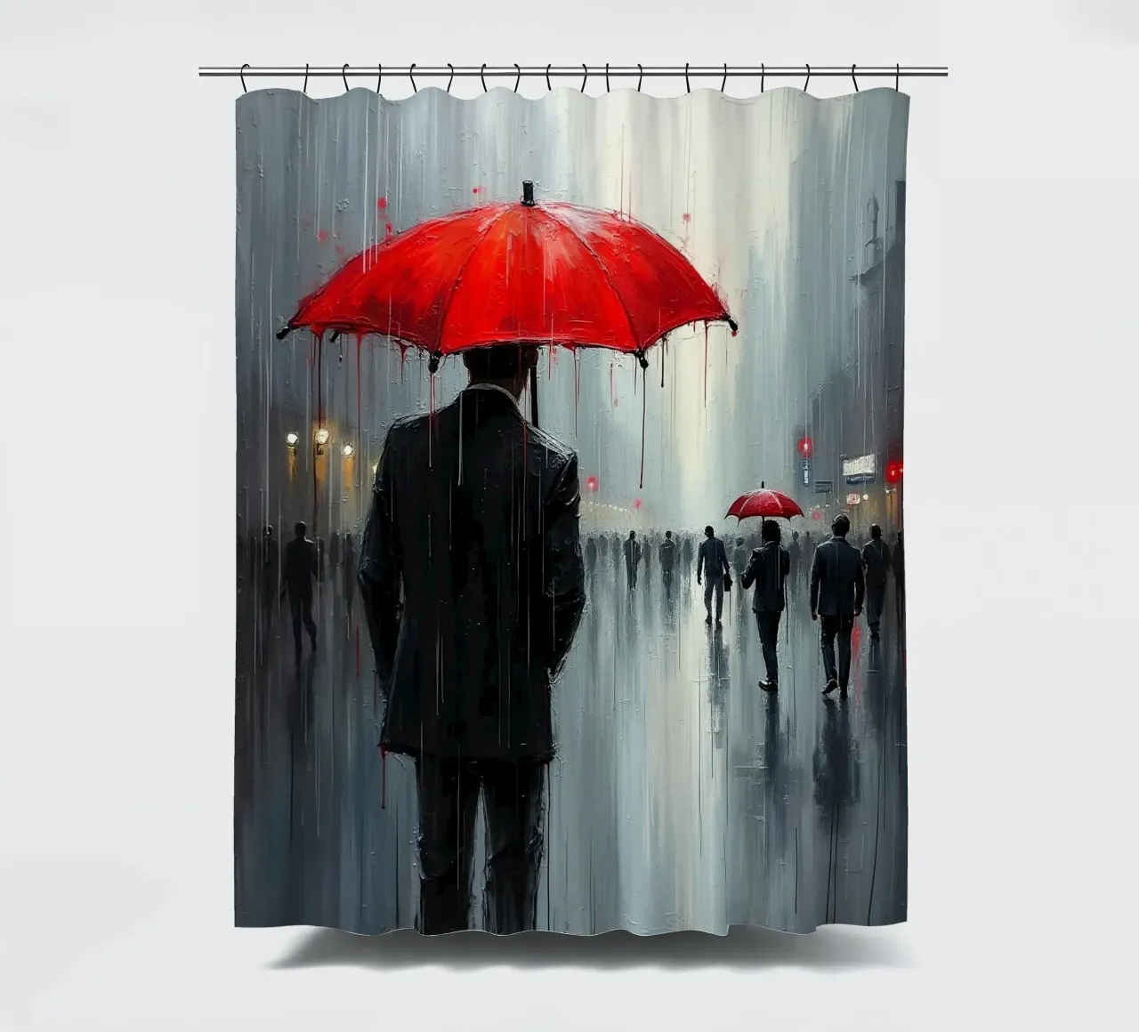 Walk in the rain_ombrello rosso_1 tenda da doccia da Fantasie & Mystikwelten by LK