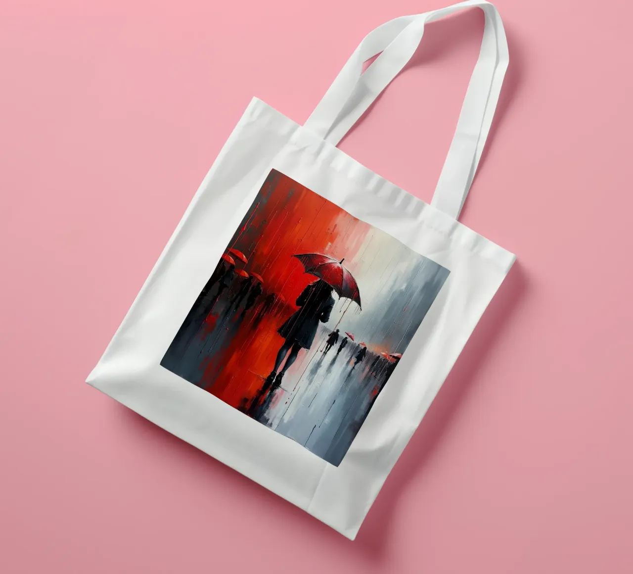 Walk in the rain_ombrello rosso_2 borsa in juta da Fantasie & Mystikwelten by LK