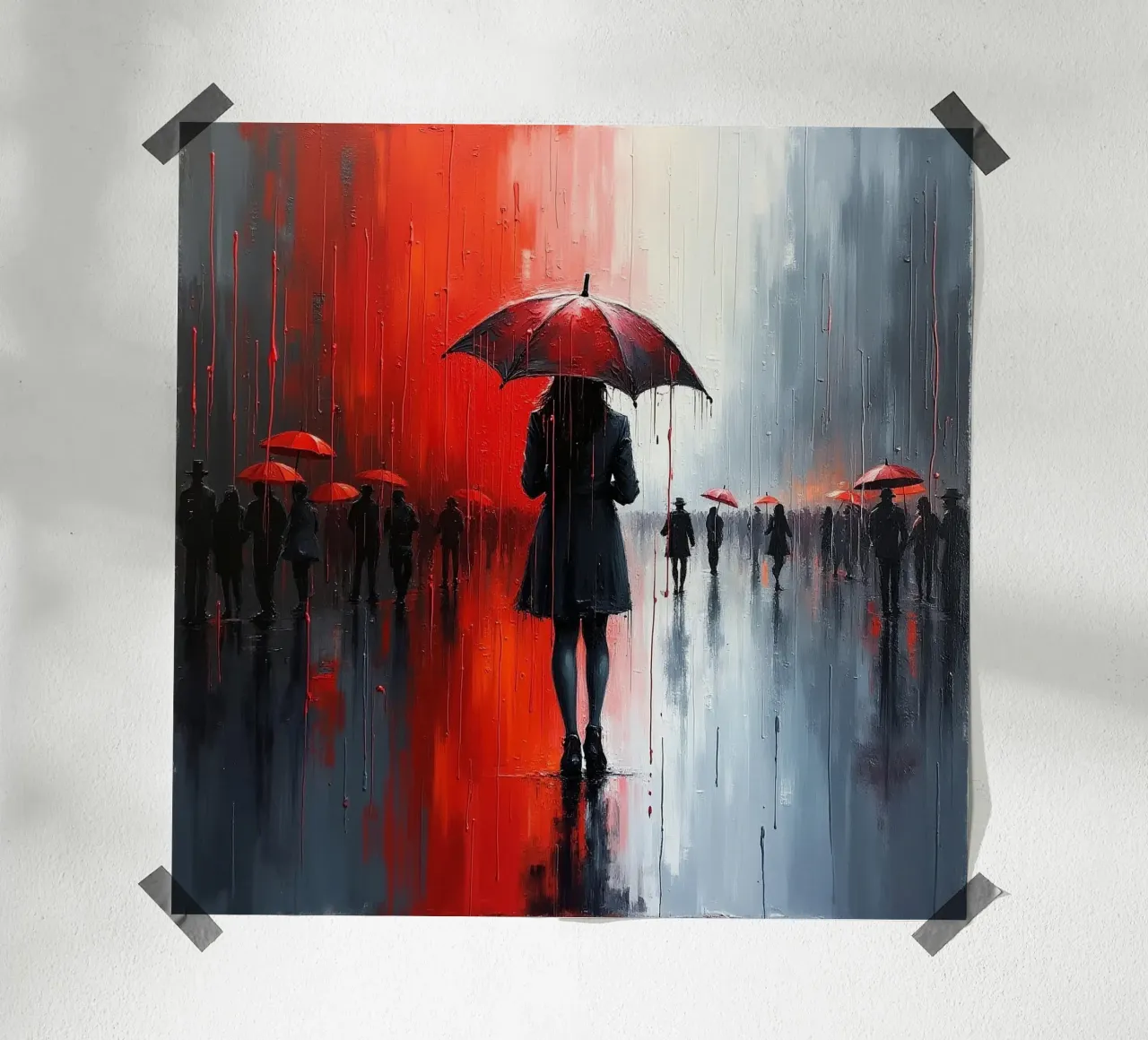 Walk in the rain_ombrello rosso_2 carta hahnemühle da Fantasie & Mystikwelten by LK