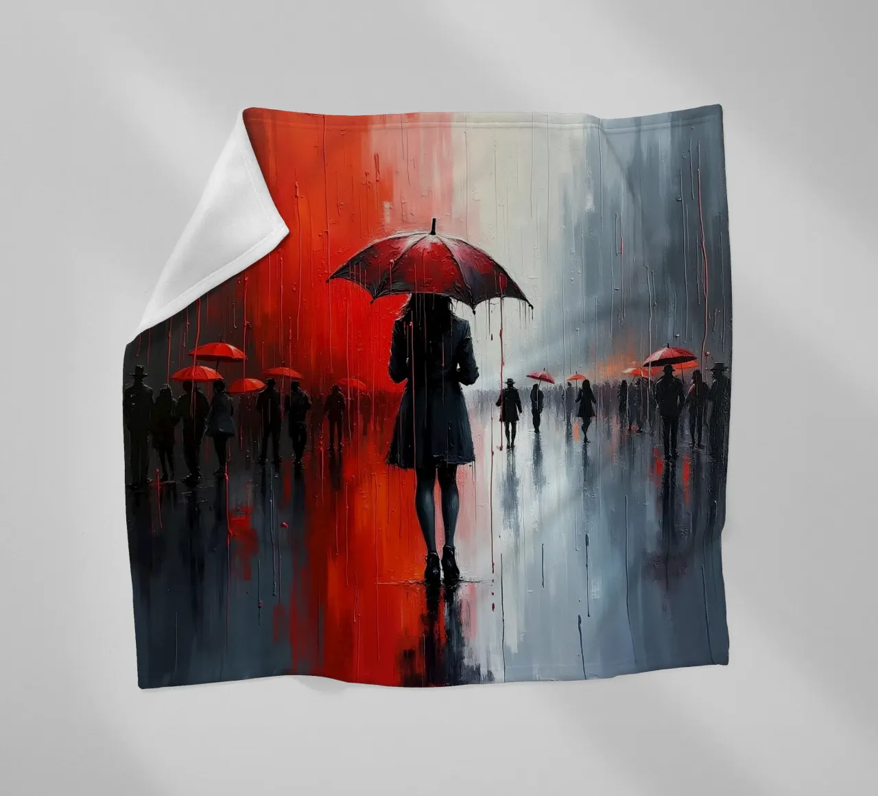 Walk in the rain_ombrello rosso_2 coperta in pile da Fantasie & Mystikwelten by LK