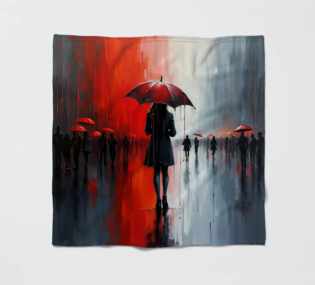 Walk in the rain_ombrello rosso_2 coperta in pile da Fantasie & Mystikwelten by LK