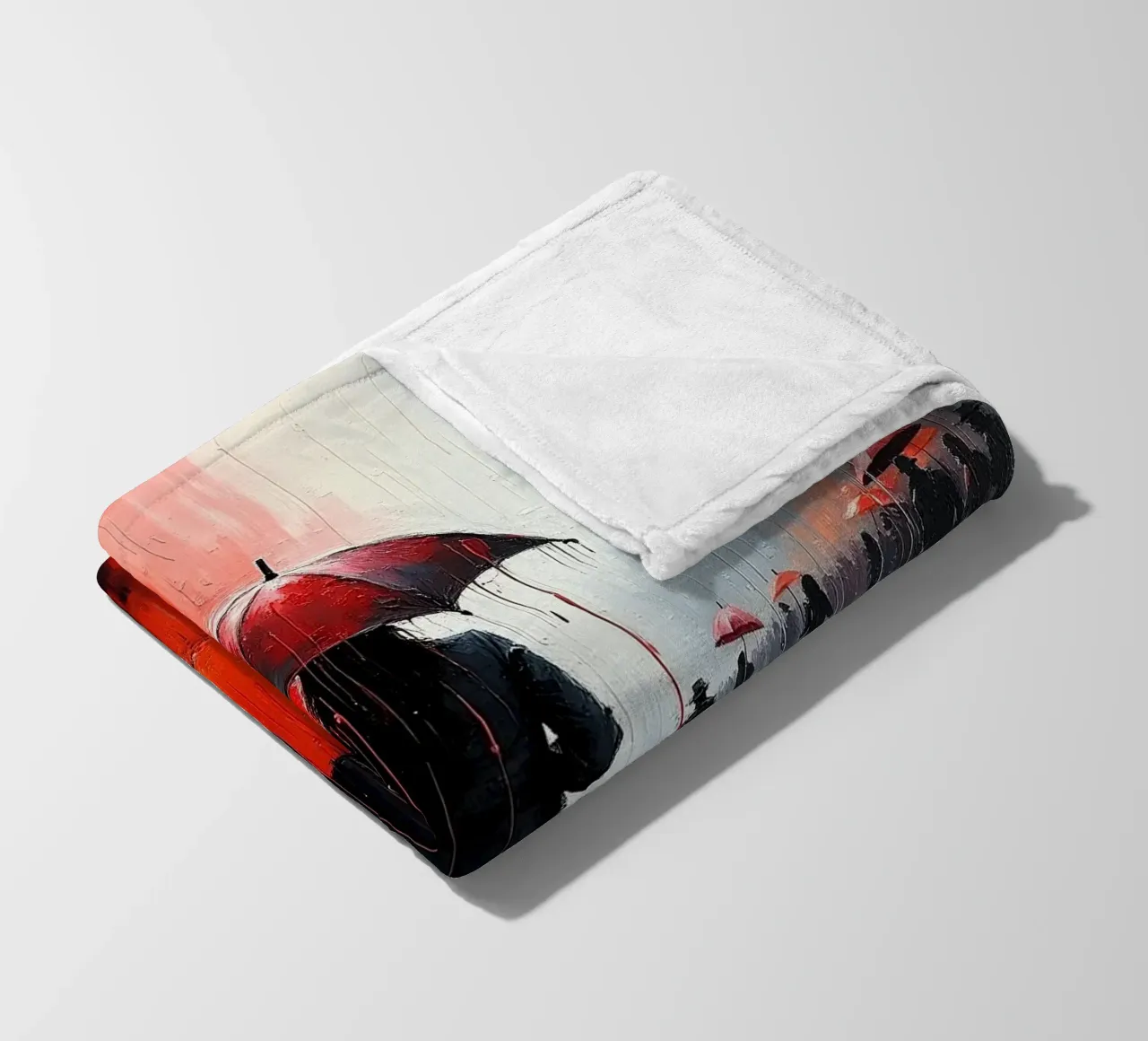 Walk in the rain_ombrello rosso_2 coperta in pile da Fantasie & Mystikwelten by LK