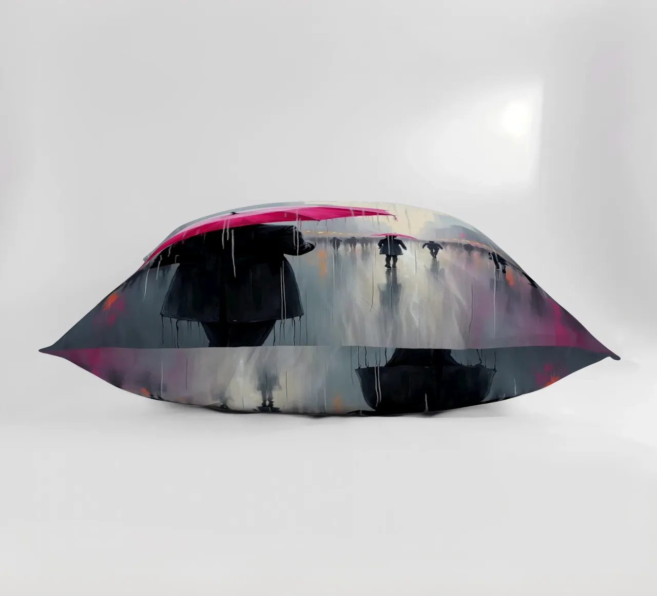 Camminare sotto la pioggia_ombrello rosa_1 cuscino da Fantasie & Mystikwelten by LK