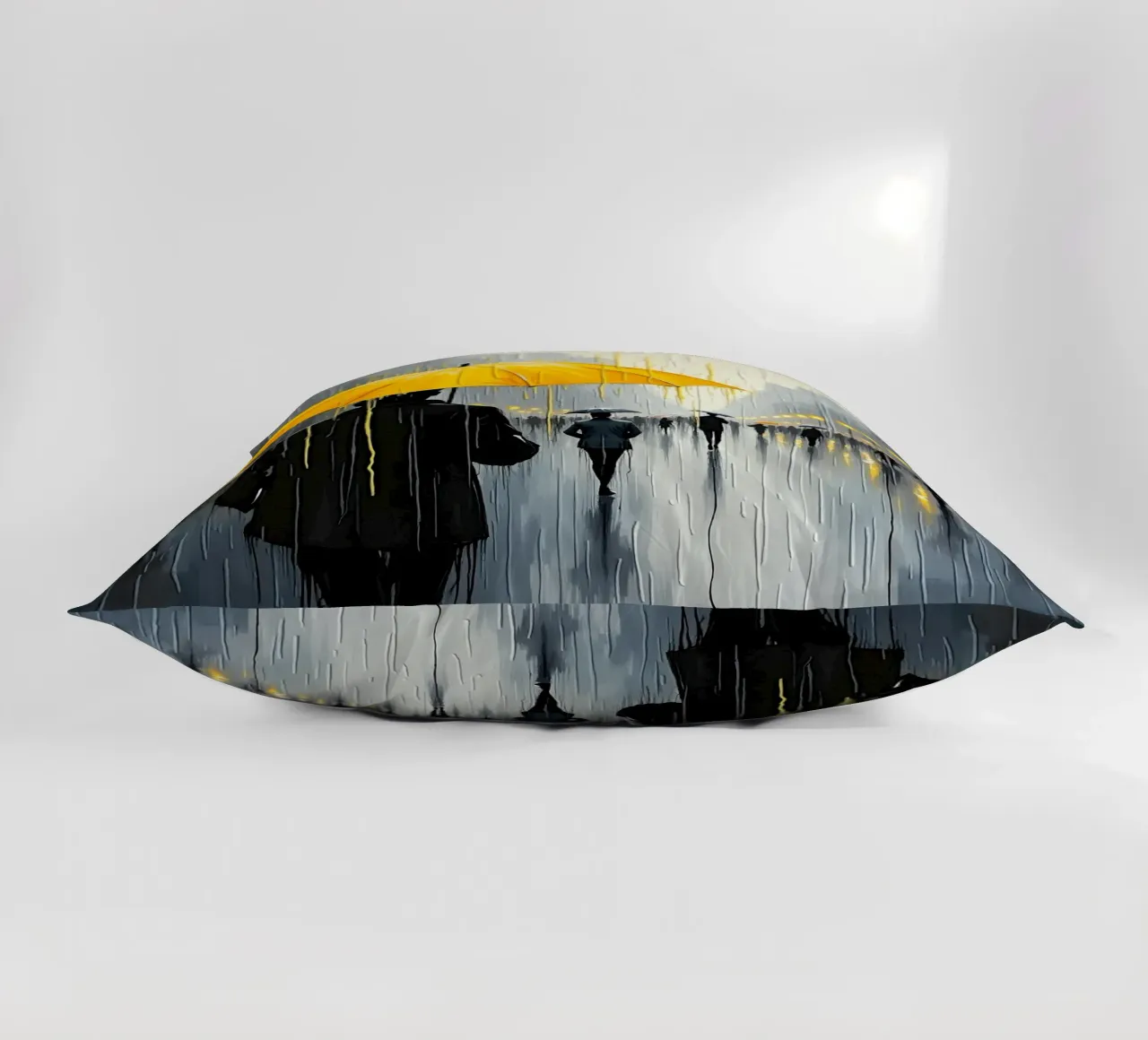 Promenade sous la pluie_parapluie jaune_1 coussin de Fantasie & Mystikwelten by LK