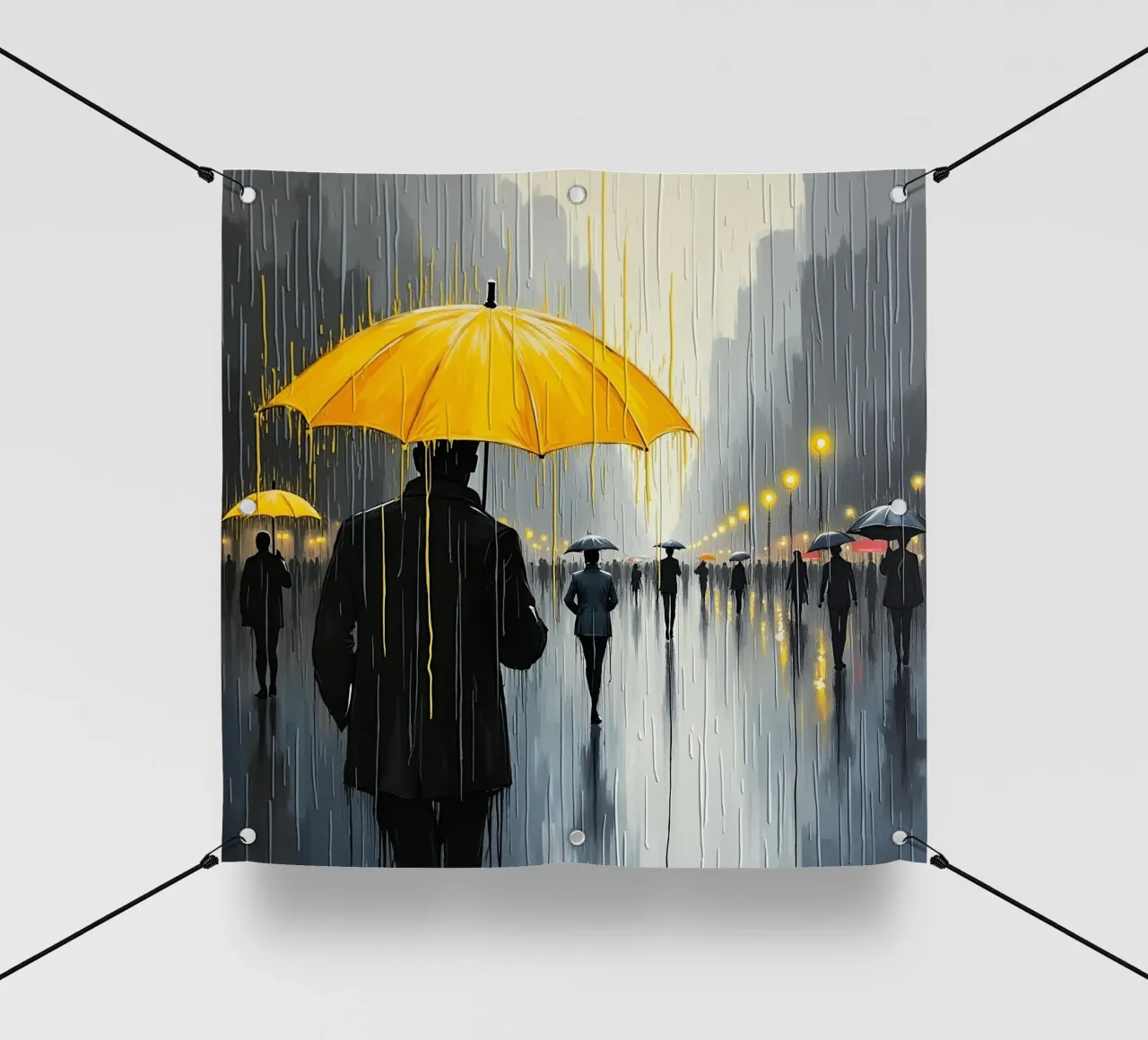 Camminare sotto la pioggia_ombrello giallo_1 telo in pvc da Fantasie & Mystikwelten by LK