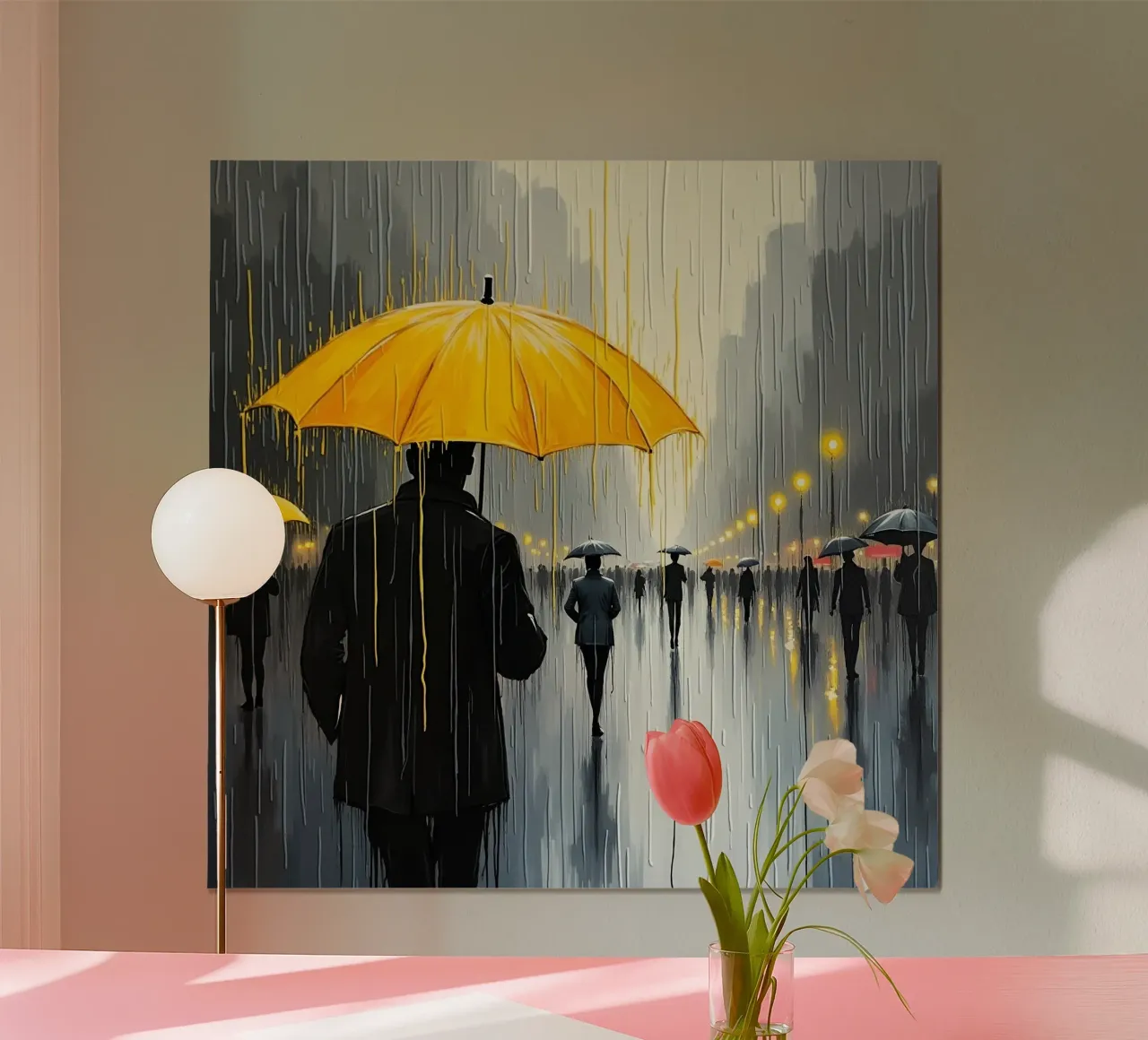 Promenade sous la pluie_parapluie jaune_1 hahnemühle de Fantasie & Mystikwelten by LK