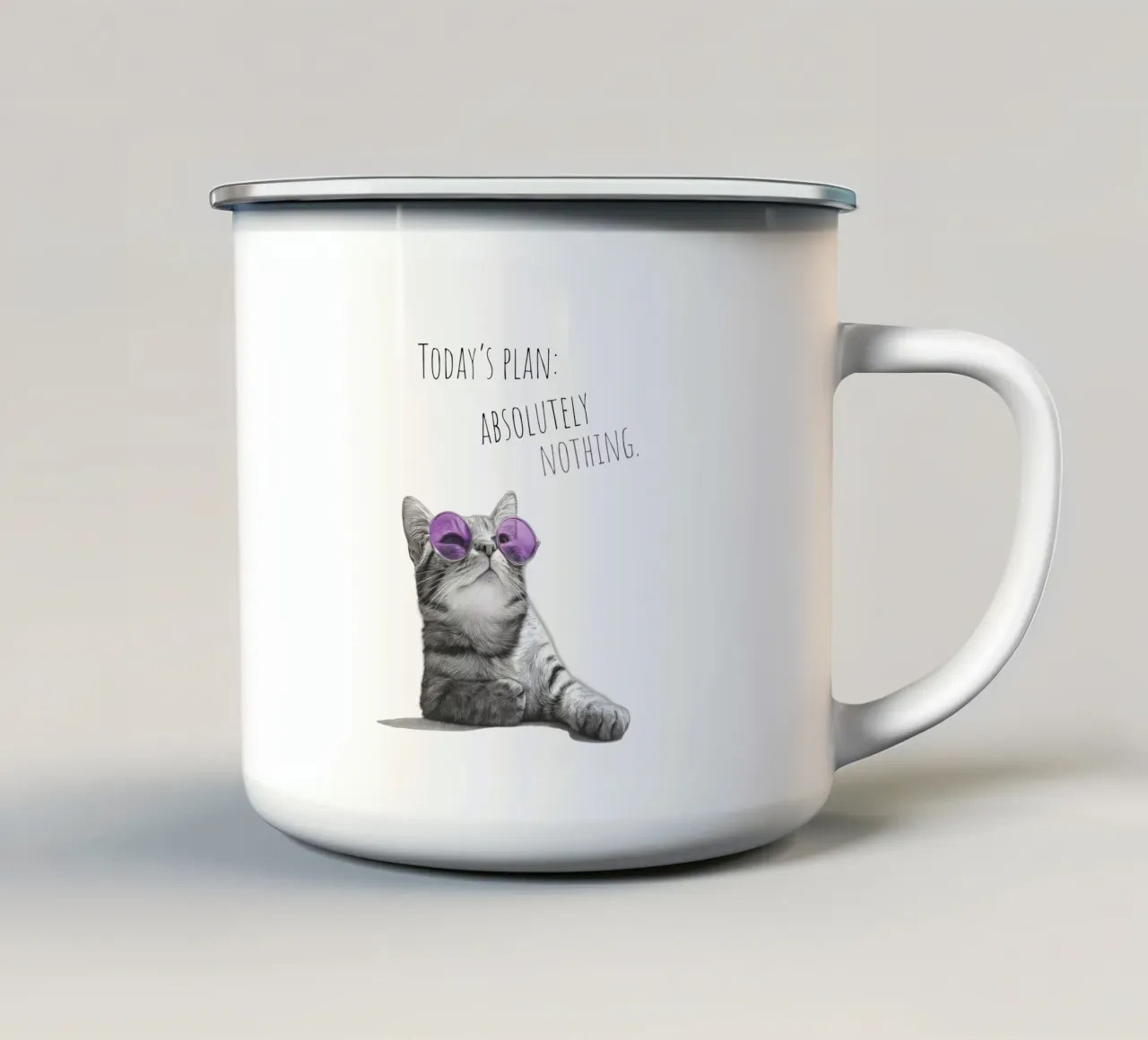 Gatto freddo - non fa niente tazza in smalto da Melanie Viola