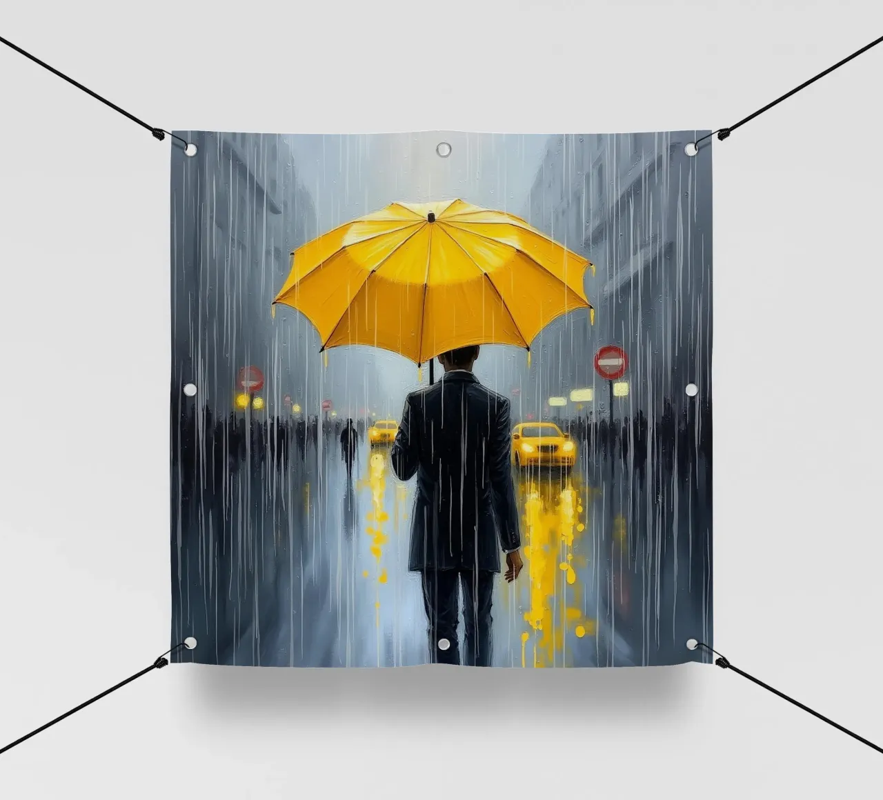 Camminare sotto la pioggia_ombrello giallo_2 telo in pvc da Fantasie & Mystikwelten by LK