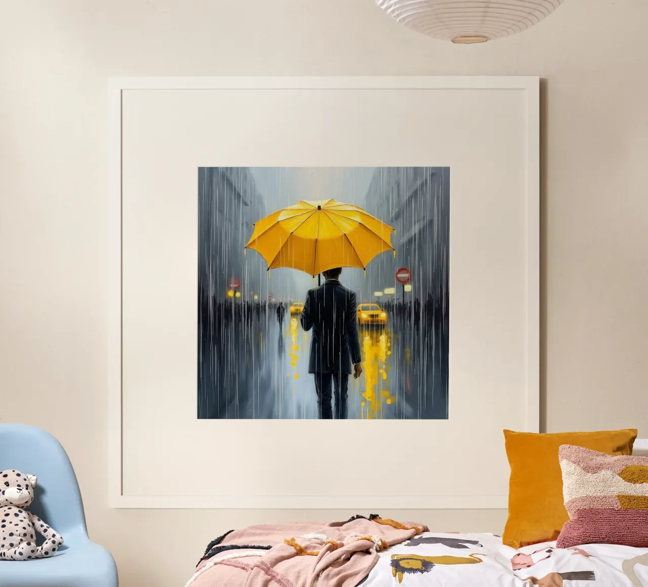 Promenade sous la pluie_parapluie jaune_2 hahnemühle de Fantasie & Mystikwelten by LK