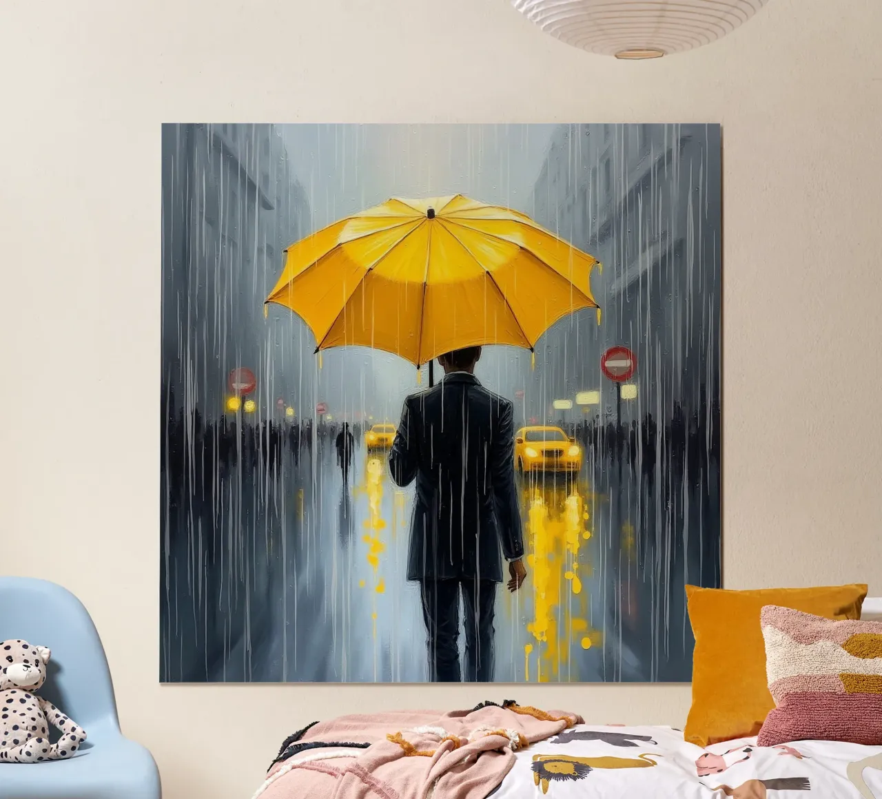 Promenade sous la pluie_parapluie jaune_2 hahnemühle de Fantasie & Mystikwelten by LK