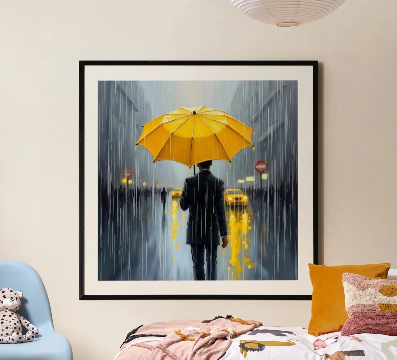 Promenade sous la pluie_parapluie jaune_2 hahnemühle de Fantasie & Mystikwelten by LK