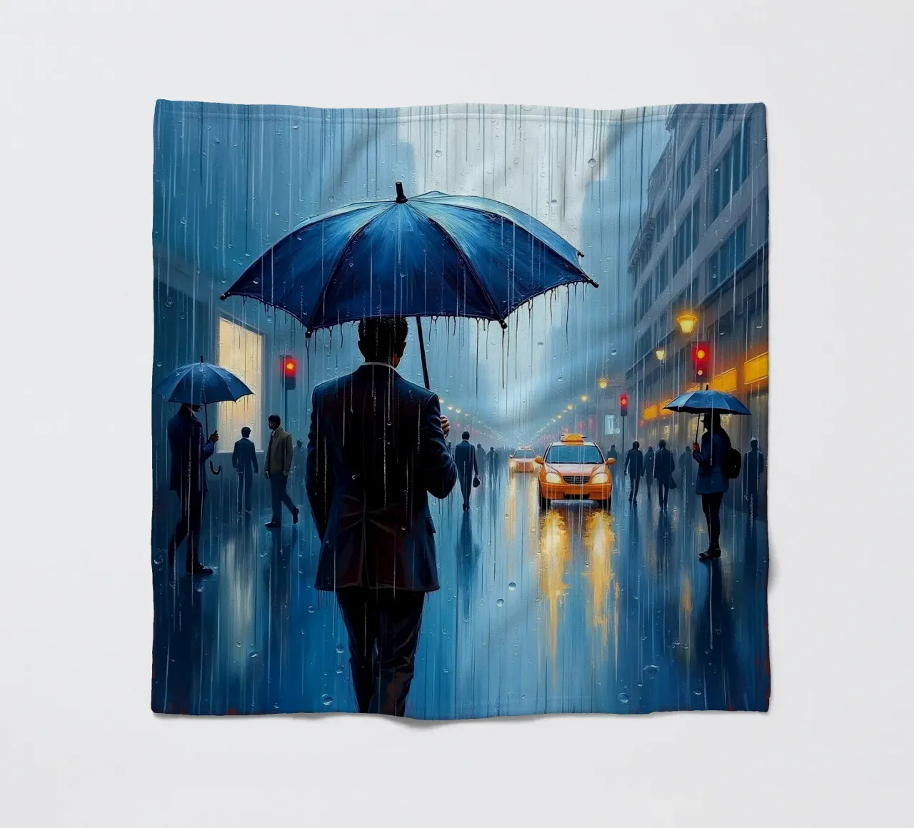 Walk in the rain_ombrello blu_1 coperta in pile da Fantasie & Mystikwelten by LK