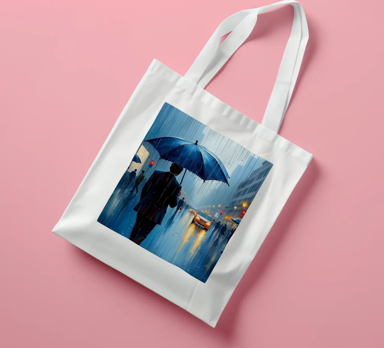 Walk in the rain_ombrello blu_1 borsa in juta da Fantasie & Mystikwelten by LK