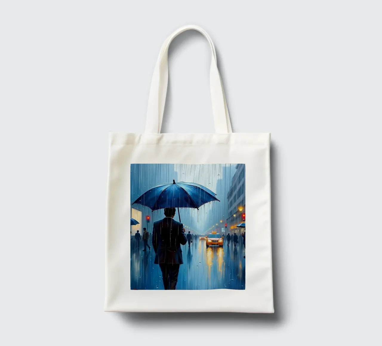Walk in the rain_ombrello blu_1 borsa in juta da Fantasie & Mystikwelten by LK