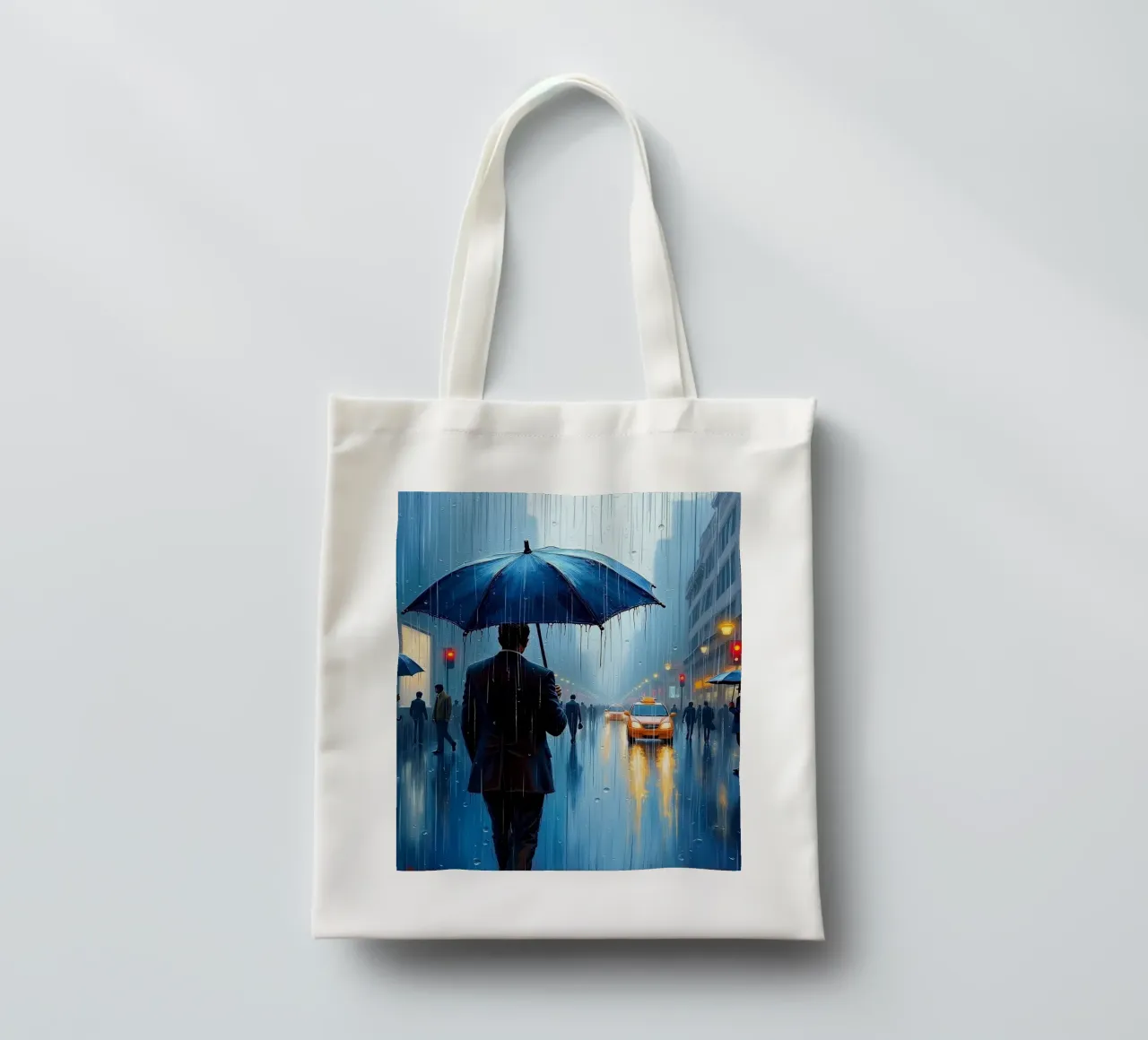 Walk in the rain_ombrello blu_1 borsa in juta da Fantasie & Mystikwelten by LK