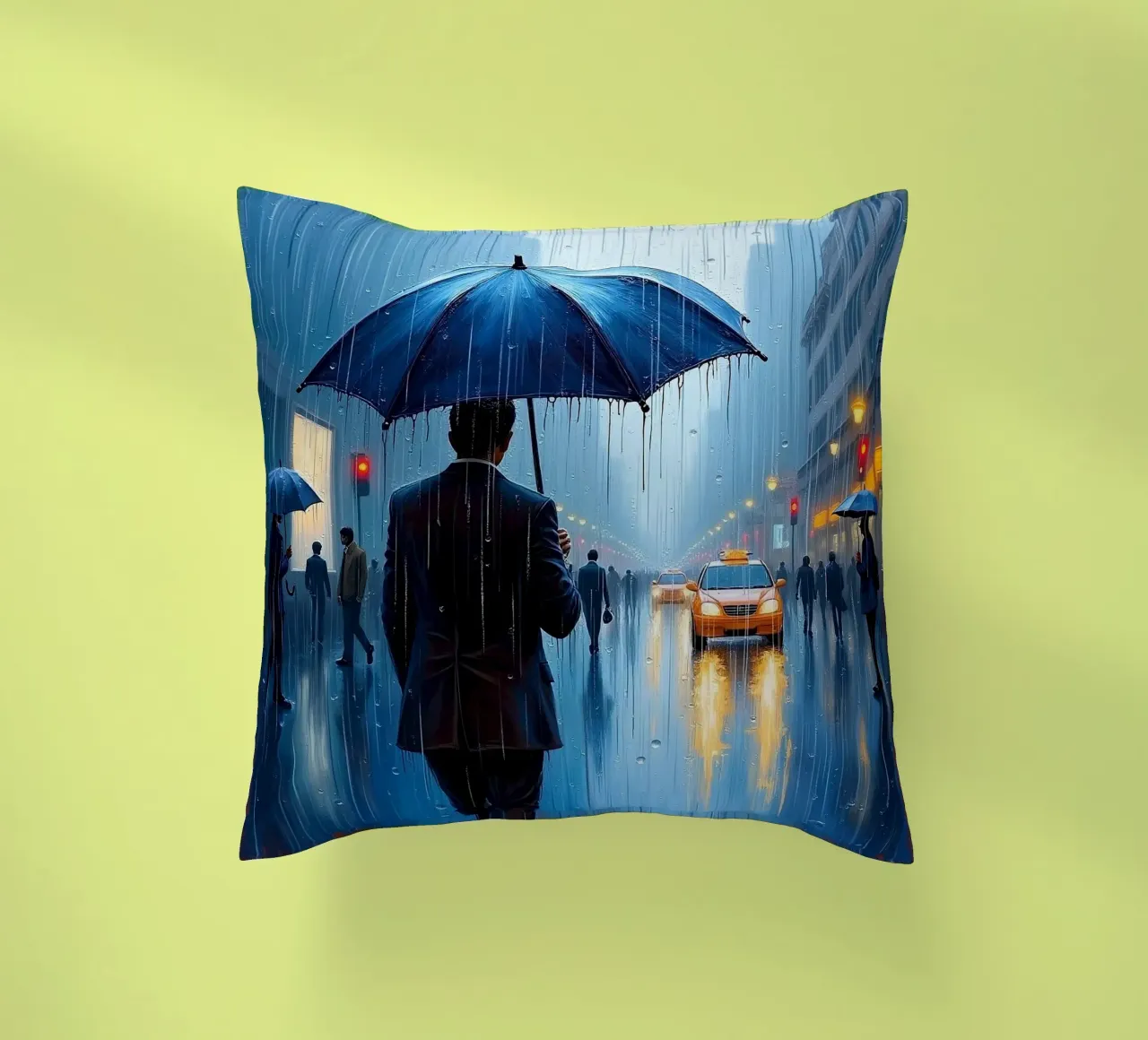 Walk in the rain_ombrello blu_1 cuscino da Fantasie & Mystikwelten by LK