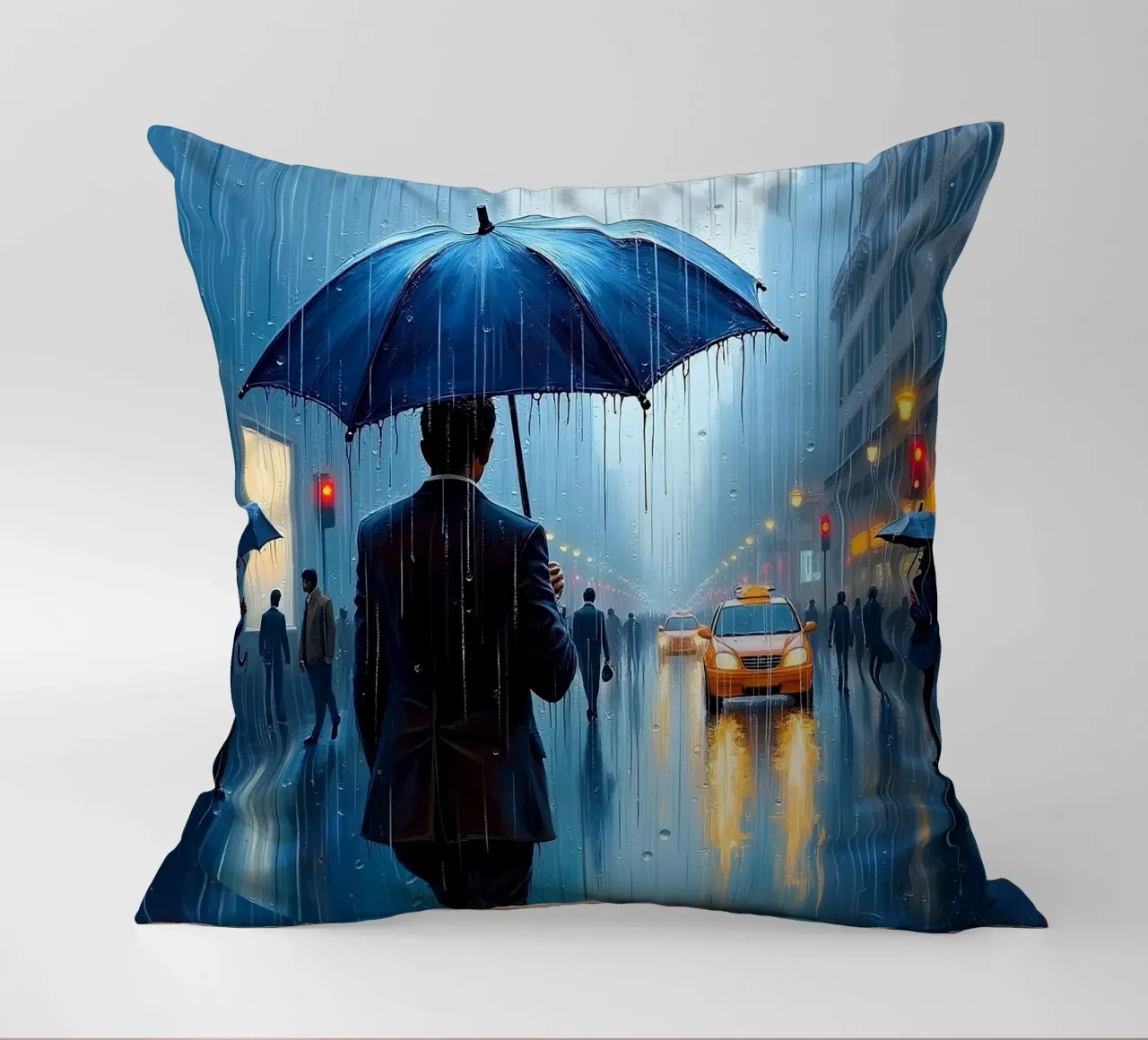 Walk in the rain_ombrello blu_1 cuscino da Fantasie & Mystikwelten by LK