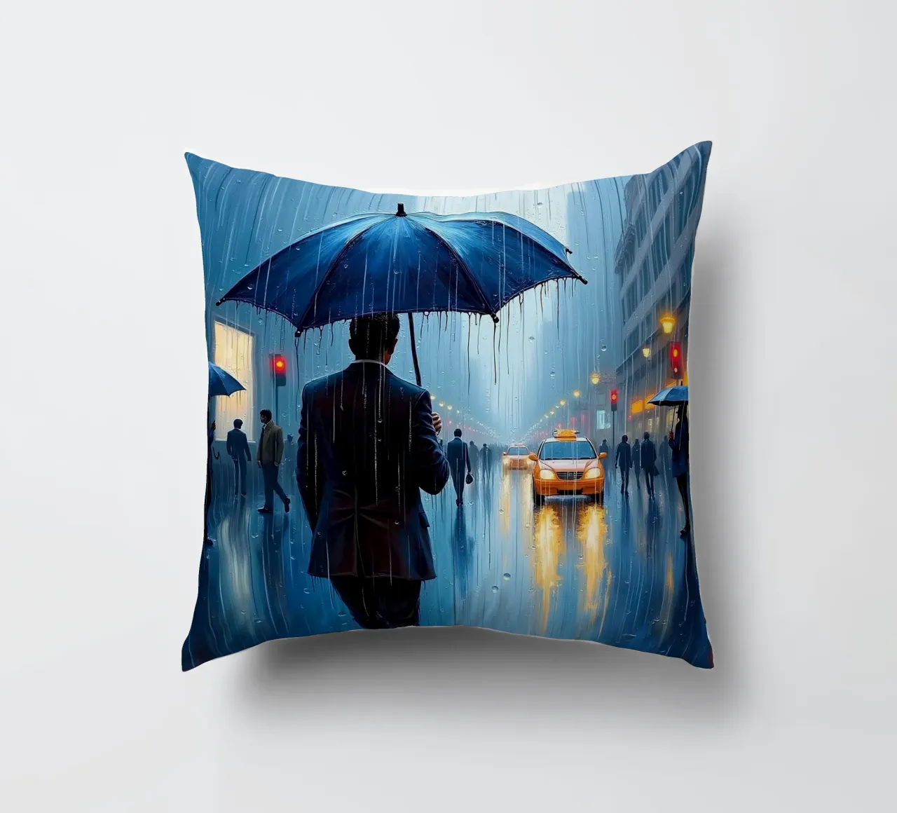 Walk in the rain_ombrello blu_1 cuscino da Fantasie & Mystikwelten by LK