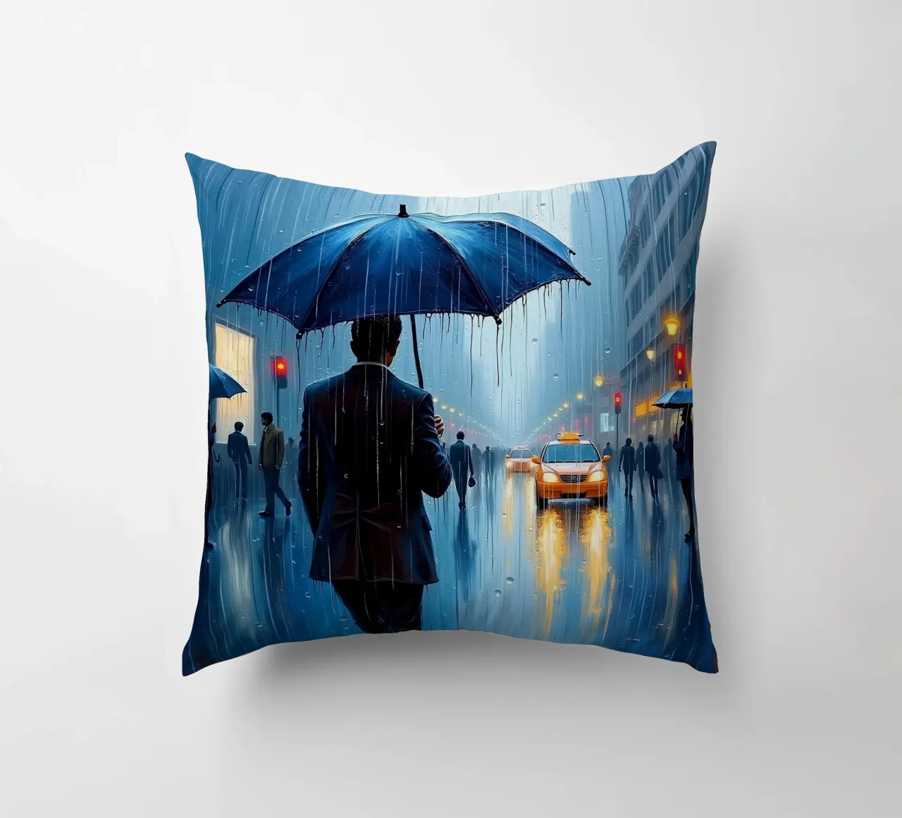 Walk in the rain_ombrello blu_1 cuscino da Fantasie & Mystikwelten by LK