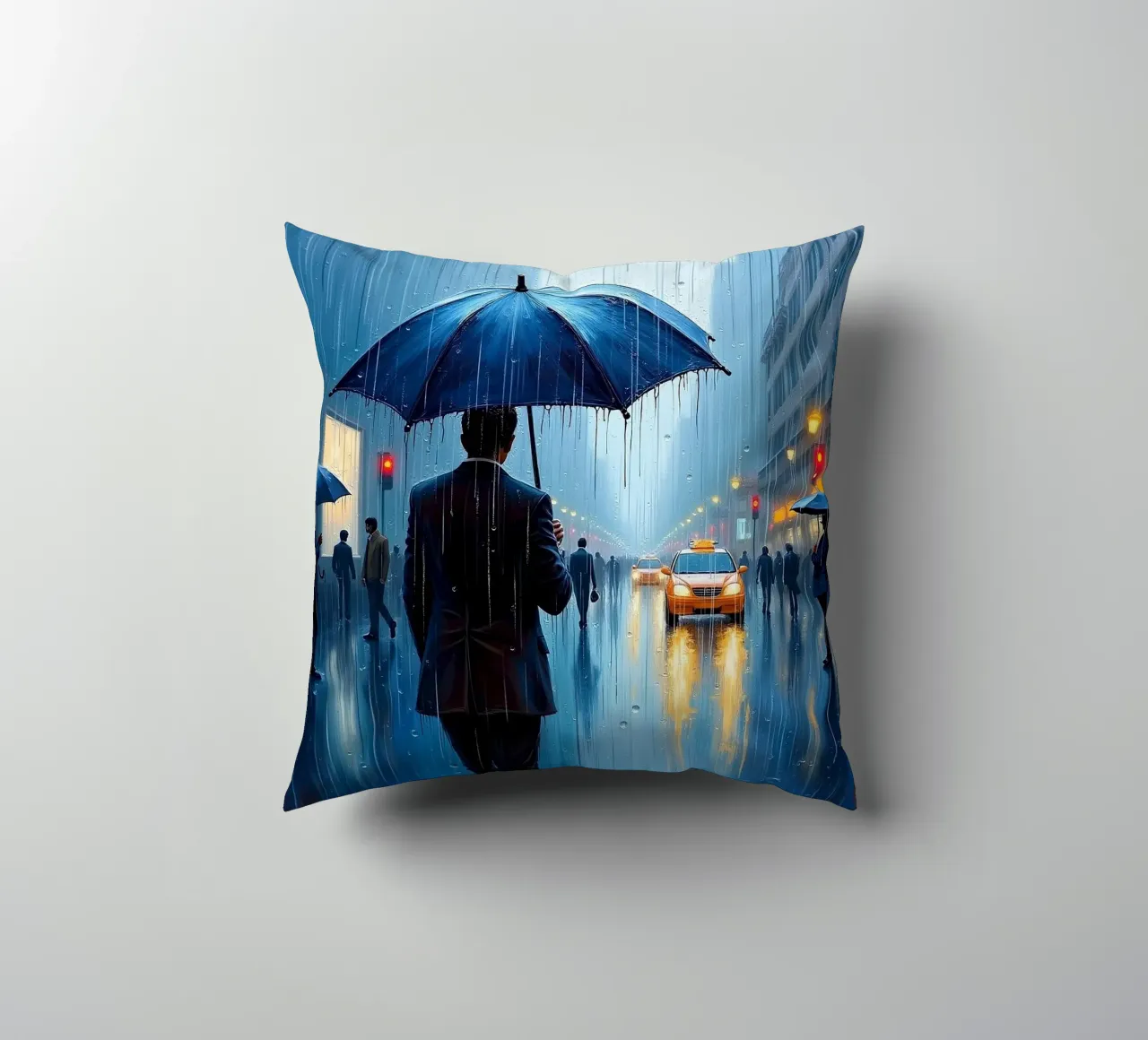 Walk in the rain_ombrello blu_1 cuscino da Fantasie & Mystikwelten by LK