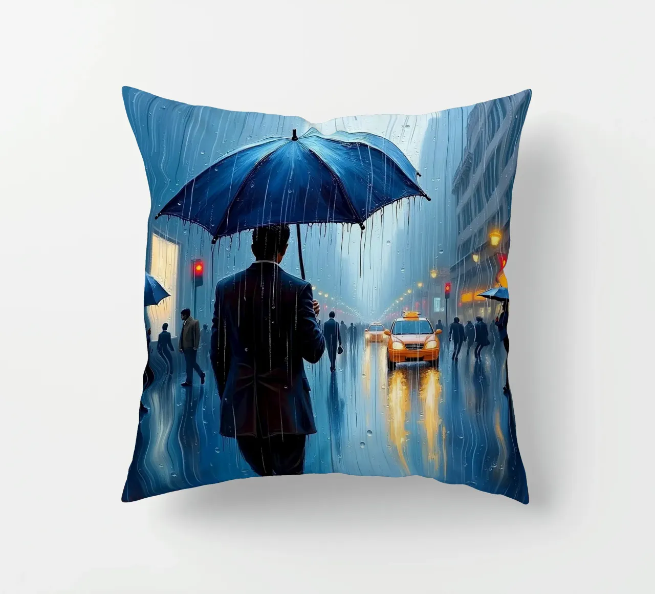 Walk in the rain_ombrello blu_1 cuscino da Fantasie & Mystikwelten by LK