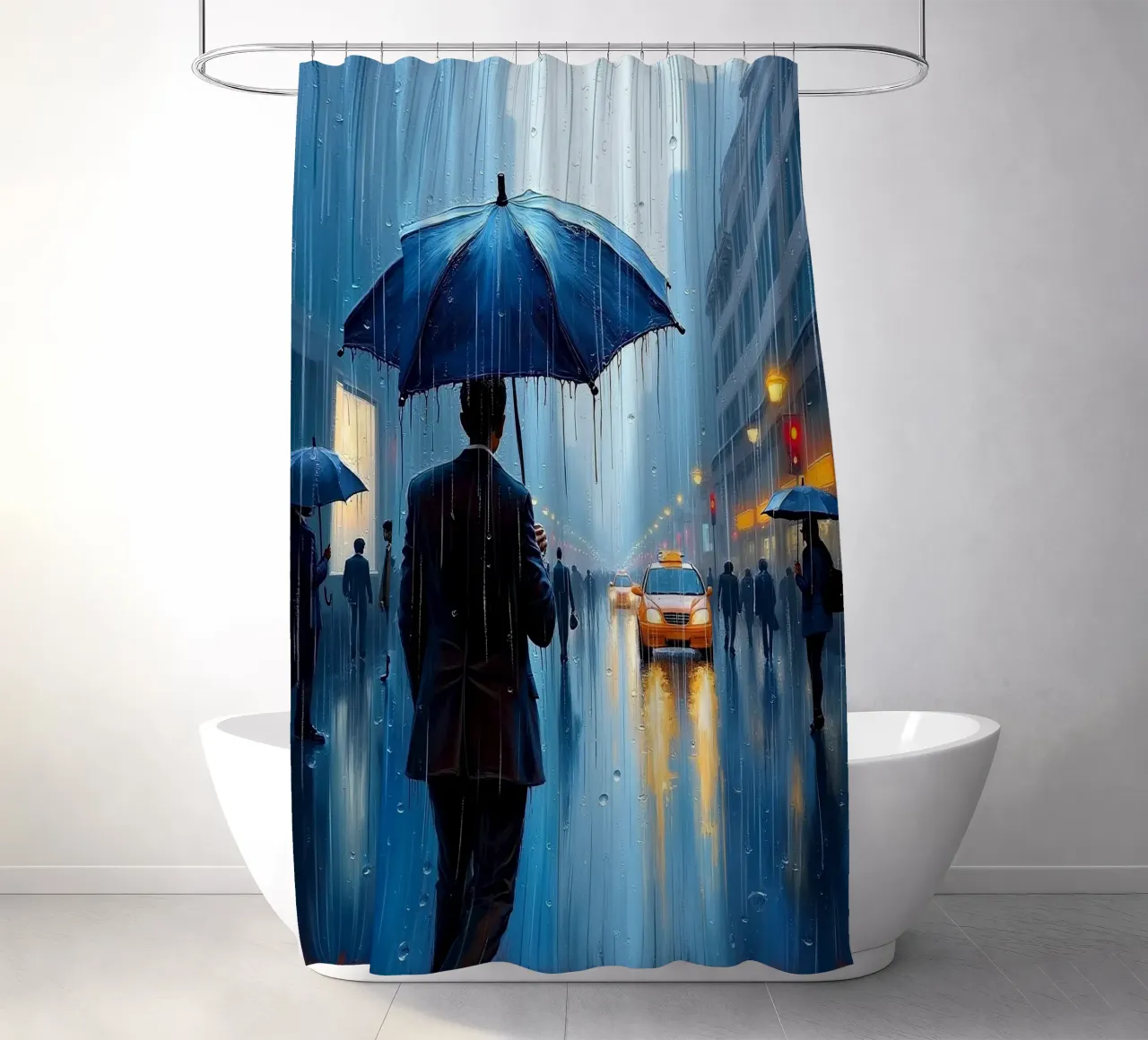 Walk in the rain_ombrello blu_1 tenda da doccia da Fantasie & Mystikwelten by LK