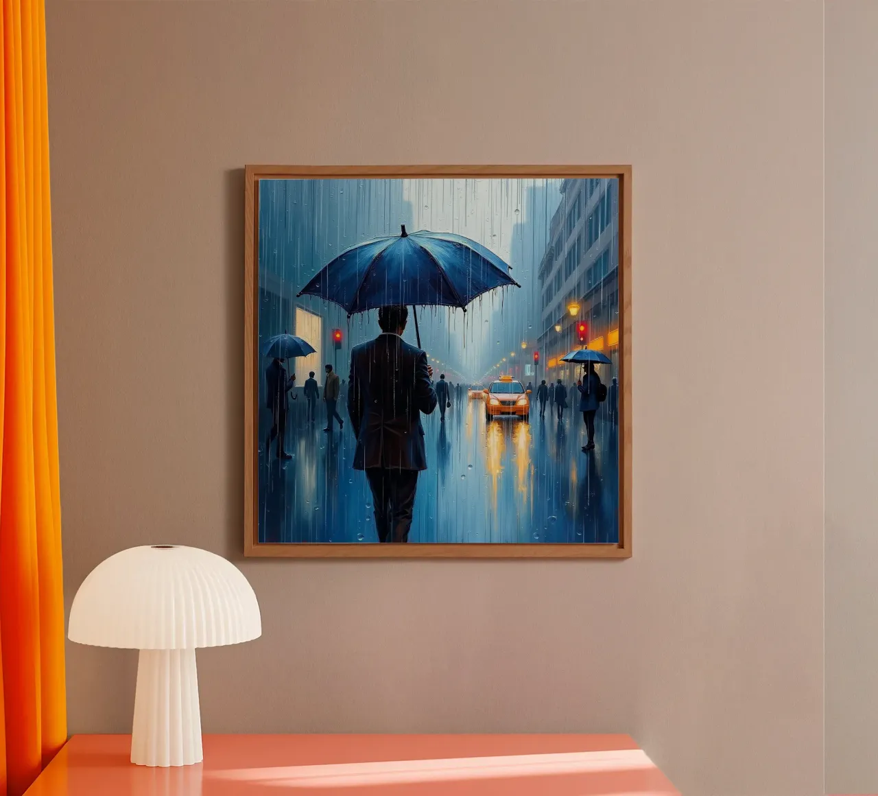 Walk in the rain_ombrello blu_1 pannello forex da Fantasie & Mystikwelten by LK