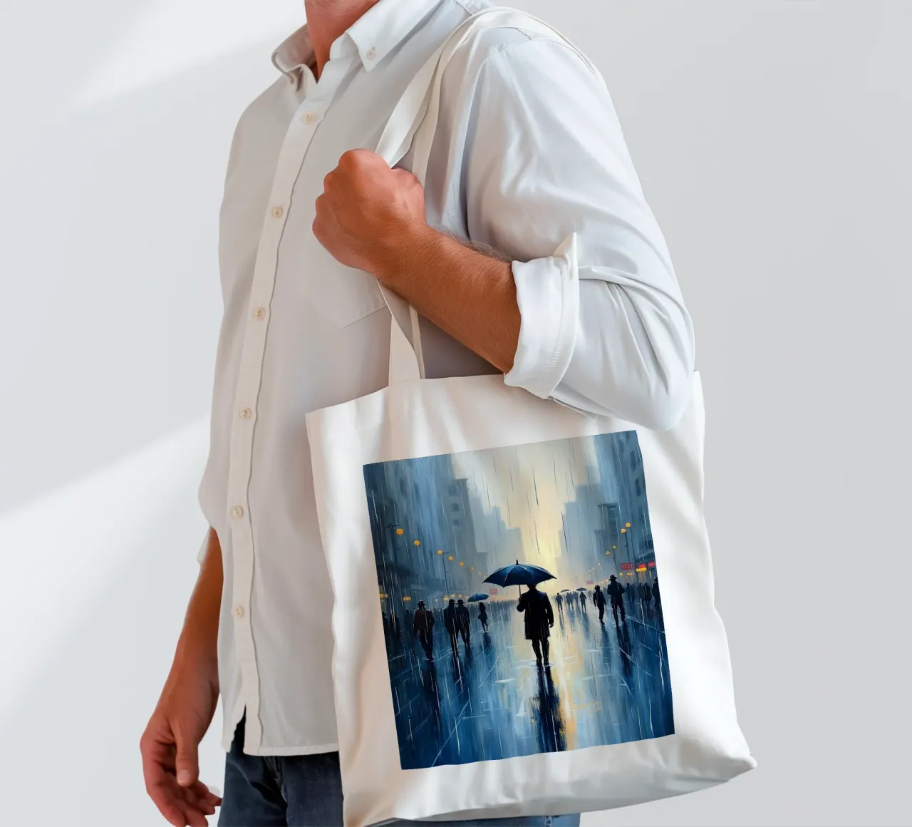 Walk in the rain_ombrello blu_2 borsa in juta da Fantasie & Mystikwelten by LK