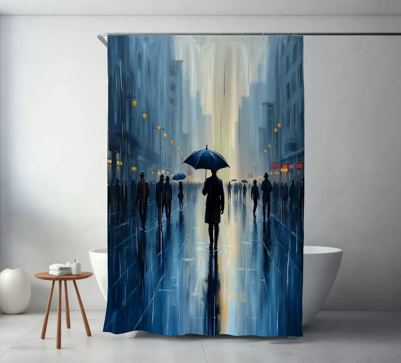 Walk in the rain_ombrello blu_2 tenda da doccia da Fantasie & Mystikwelten by LK