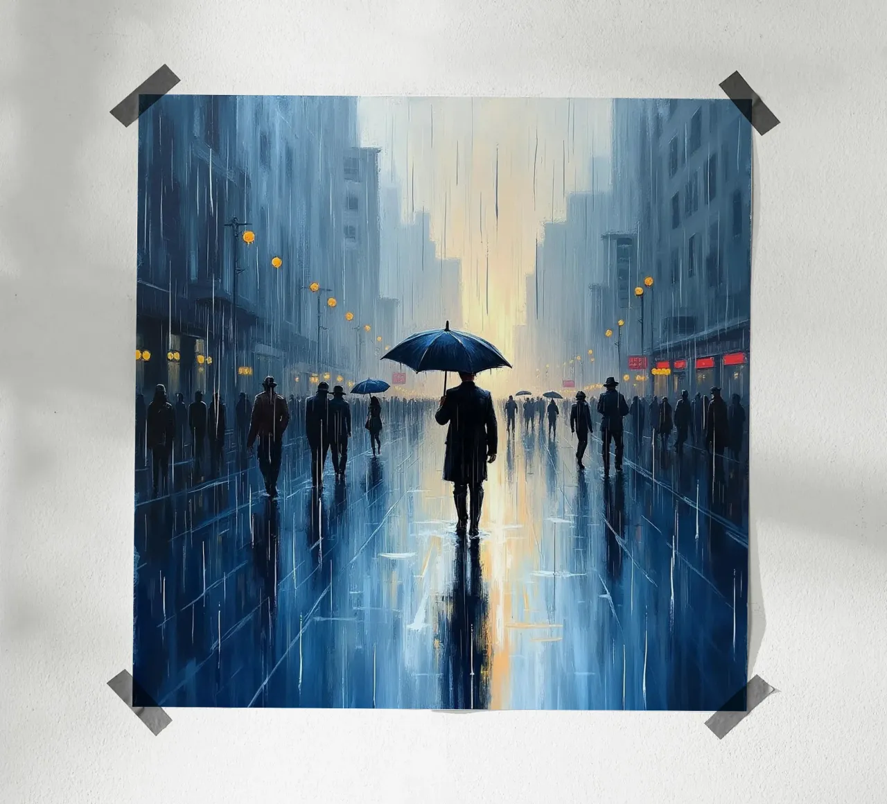 Walk in the rain_ombrello blu_2 poster da Fantasie & Mystikwelten by LK