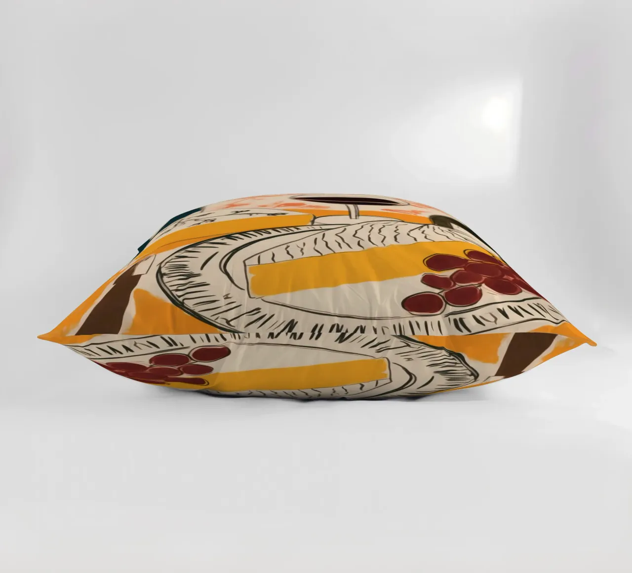 Natura morta francese con vino, uva e formaggio cuscino da Autofocus