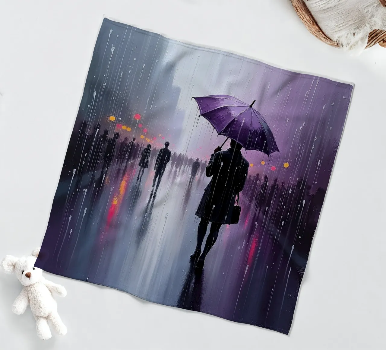 Camminare sotto la pioggia_ombrello viola_1 coperta in pile da Fantasie & Mystikwelten by LK