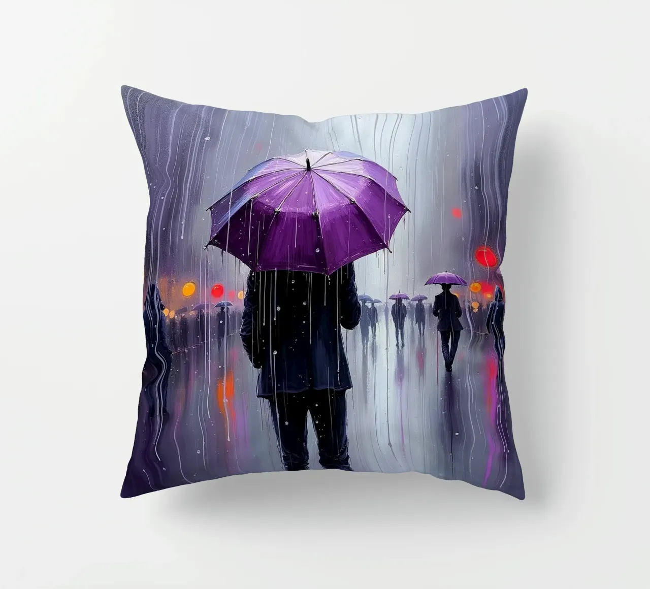 Camminare sotto la pioggia_ombrello viola_2 cuscino da Fantasie & Mystikwelten by LK